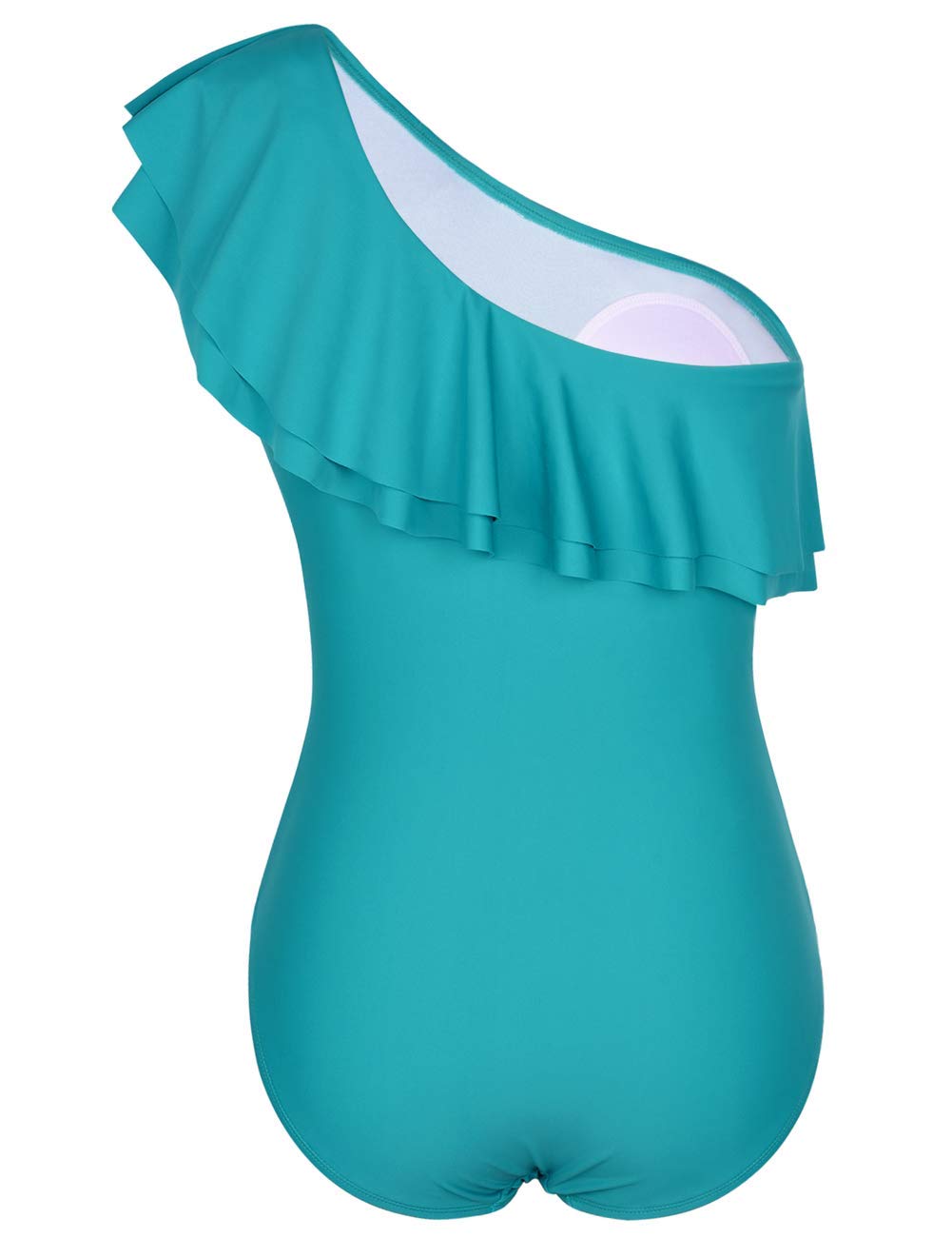 Hilor Women's One Shoulder Asymmetric One Piece Swimsuit with Ruffles - Sexy Bathing Suit for Pool, Beach & Vacation