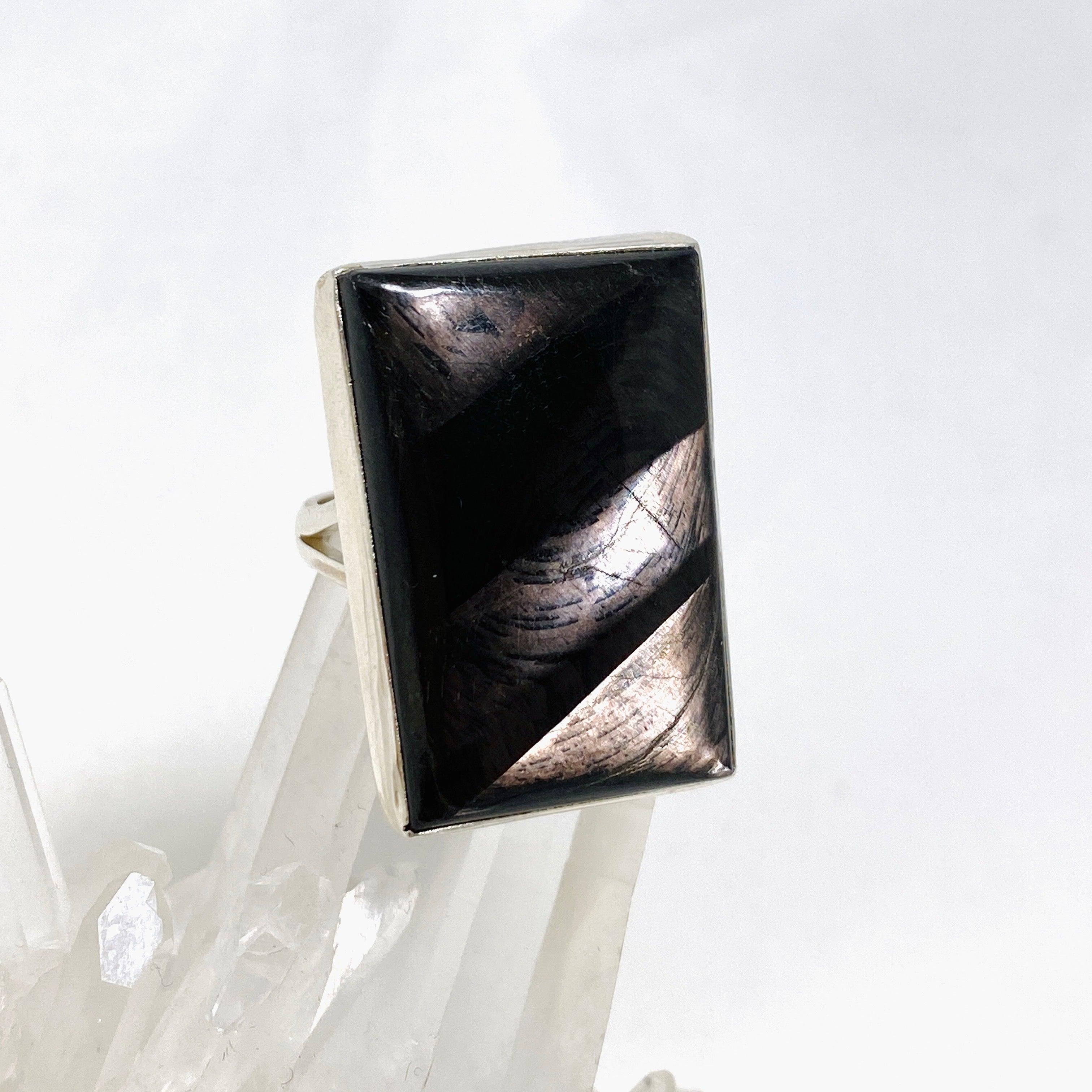 Hypersthene Rectangle Split Band Ring - Size 7 Sterling Silver Women's Jewelry KRGJ3153 | Elegant Gift for Birthday, Anniversary & Special Occasions