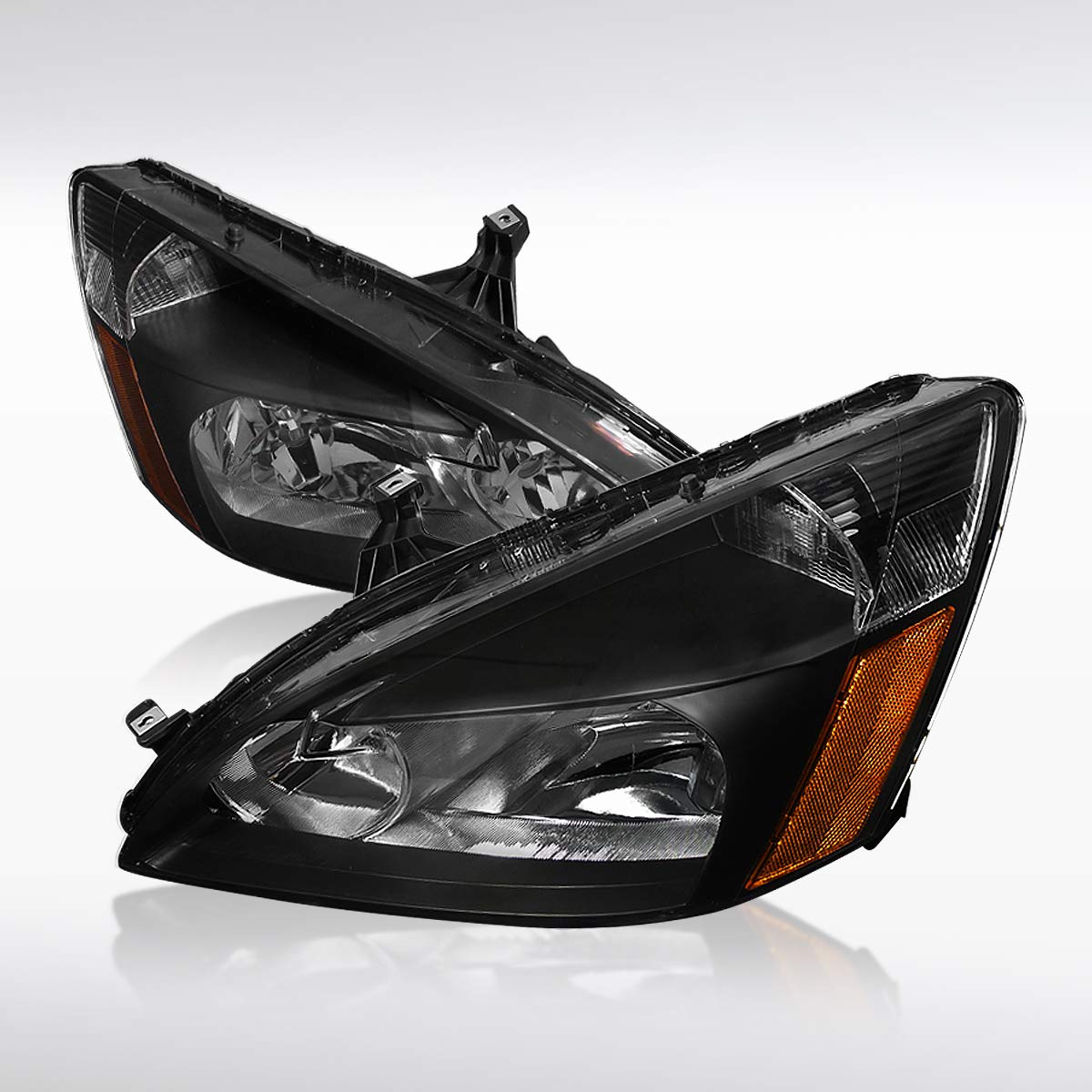 AUTOZENSATION Black Headlight Assembly Pair Compatible with 2003-2007 Honda Accord LX EX - Left & Right Replacement Headlights for Improved Night Driving Safety
