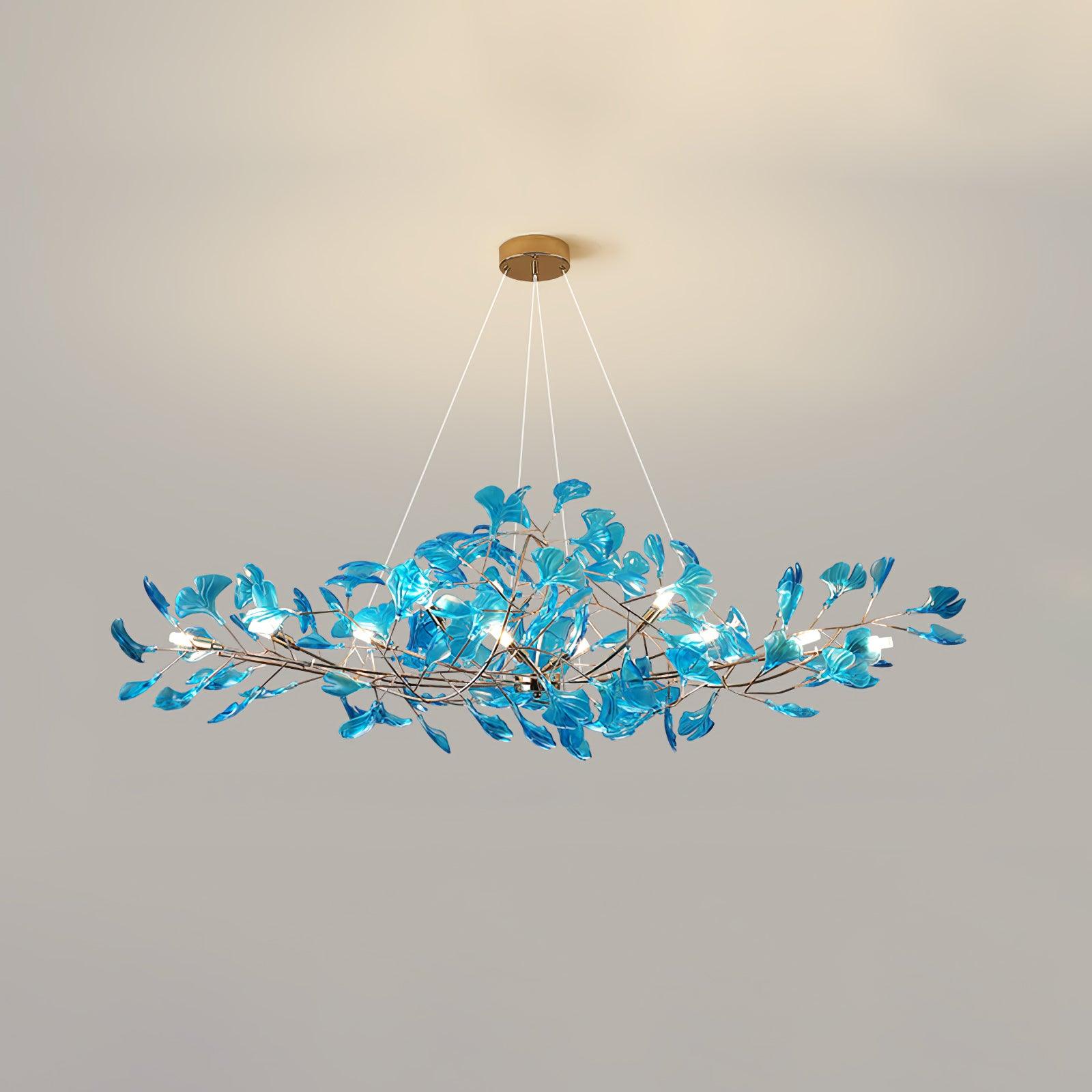 Elegant Acrylic Ginkgo Leaf Chandelier - Modern Gold Leaf Ceiling Light Fixture for Dining Room, Bedroom & Living Room Decor