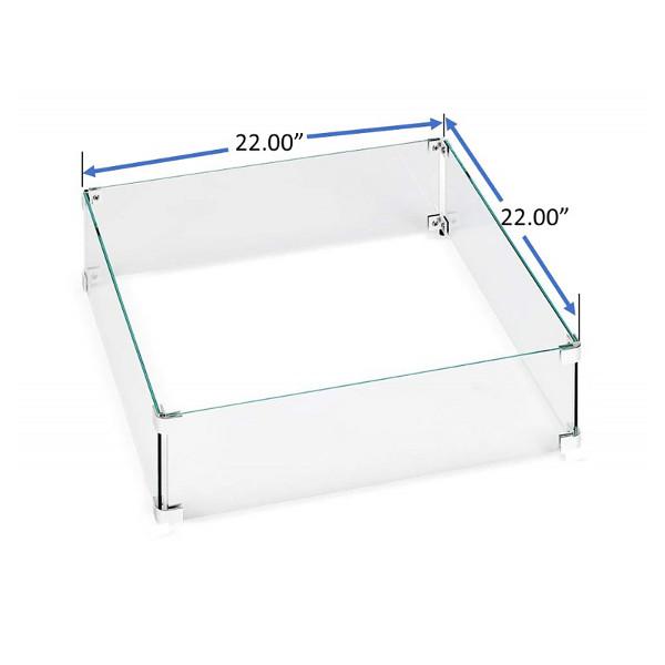 Square Fire Pit Glass Wind Screen - Heavy Duty Tempered Glass Wind Guard for Outdoor Patio, Deck, Backyard, and Camping Use