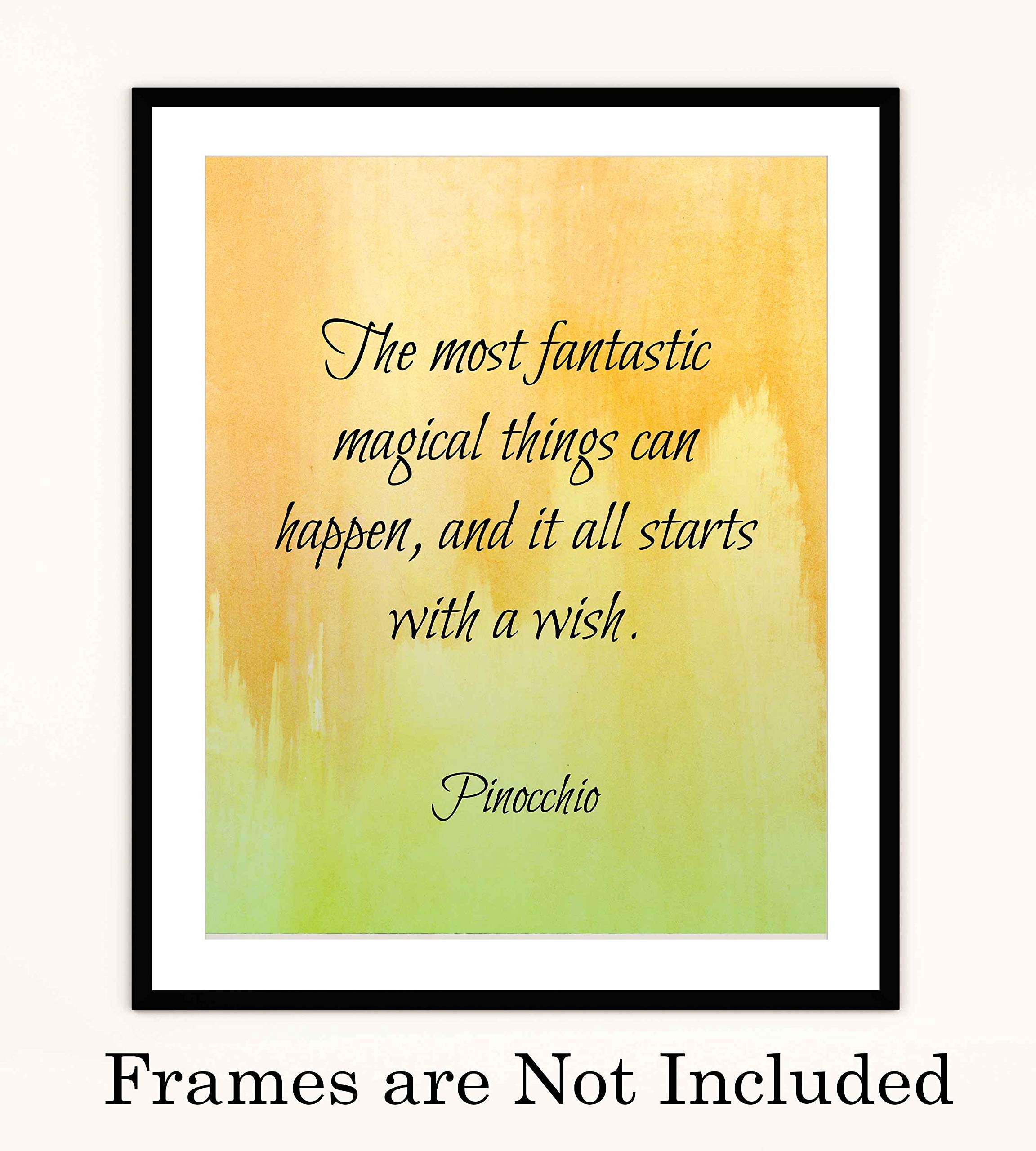 Motivational Pinocchio Wall Art Print - Modern Typographic Inspirational Home Decor for Bedroom, Living Room & Office - Unframed 8x10 - Perfect for Kids' Room, Nursery & Study Space