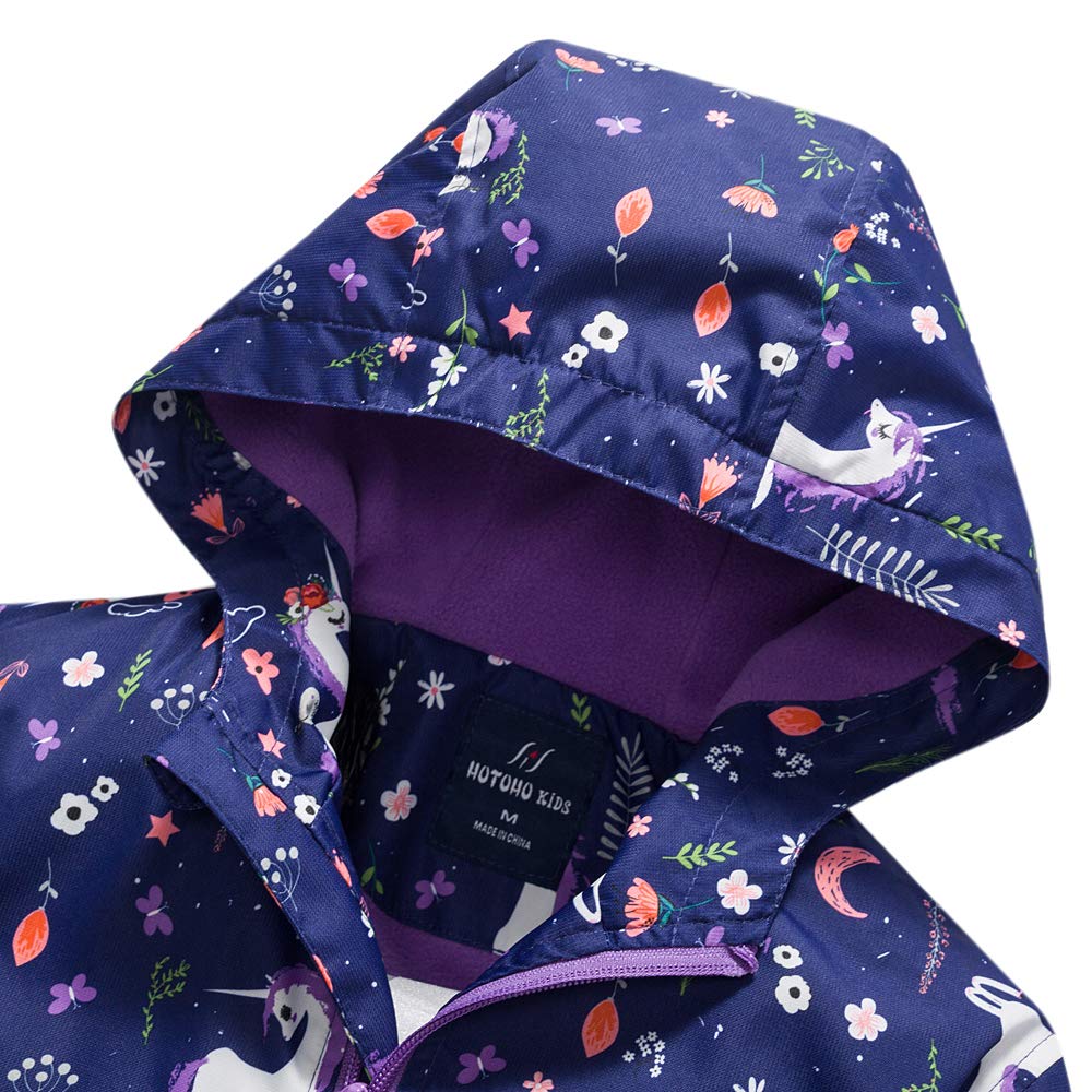 **Waterproof Girls Rain Jacket with Fleece Liner - Kids Windbreaker Coat for Outdoor Play, School & Rainy Day Adventures**