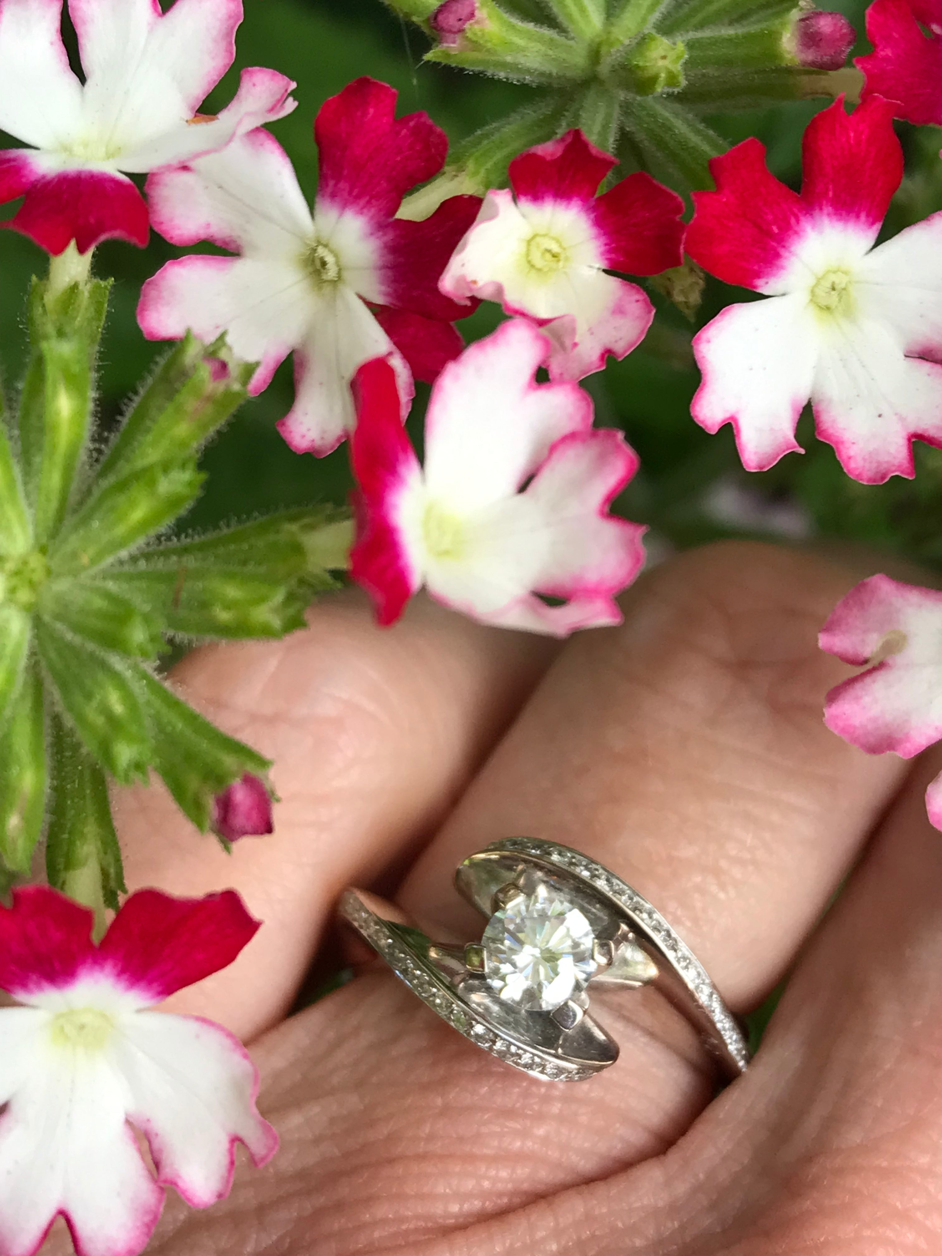 18ct White Gold 0.64ct Natural Diamond Cradle Ring - Elegant Wedding Band, Anniversary Gift for Her, Perfect for Bridal Jewelry & Special Occasions