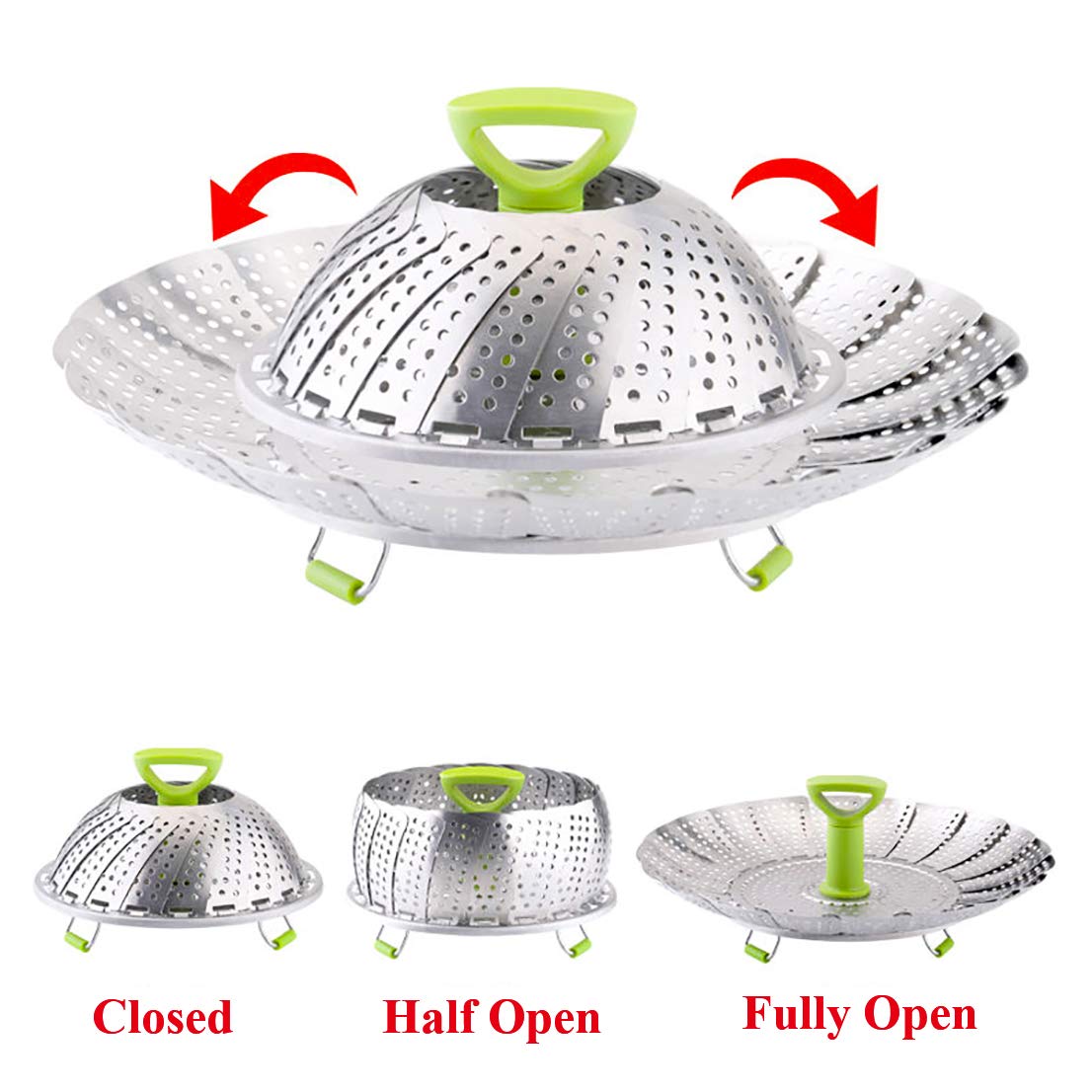 Stainless Steel Vegetable Steamer Basket - Expandable Folding Steamer for Veggies, Fish & Seafood - Fits 7.1