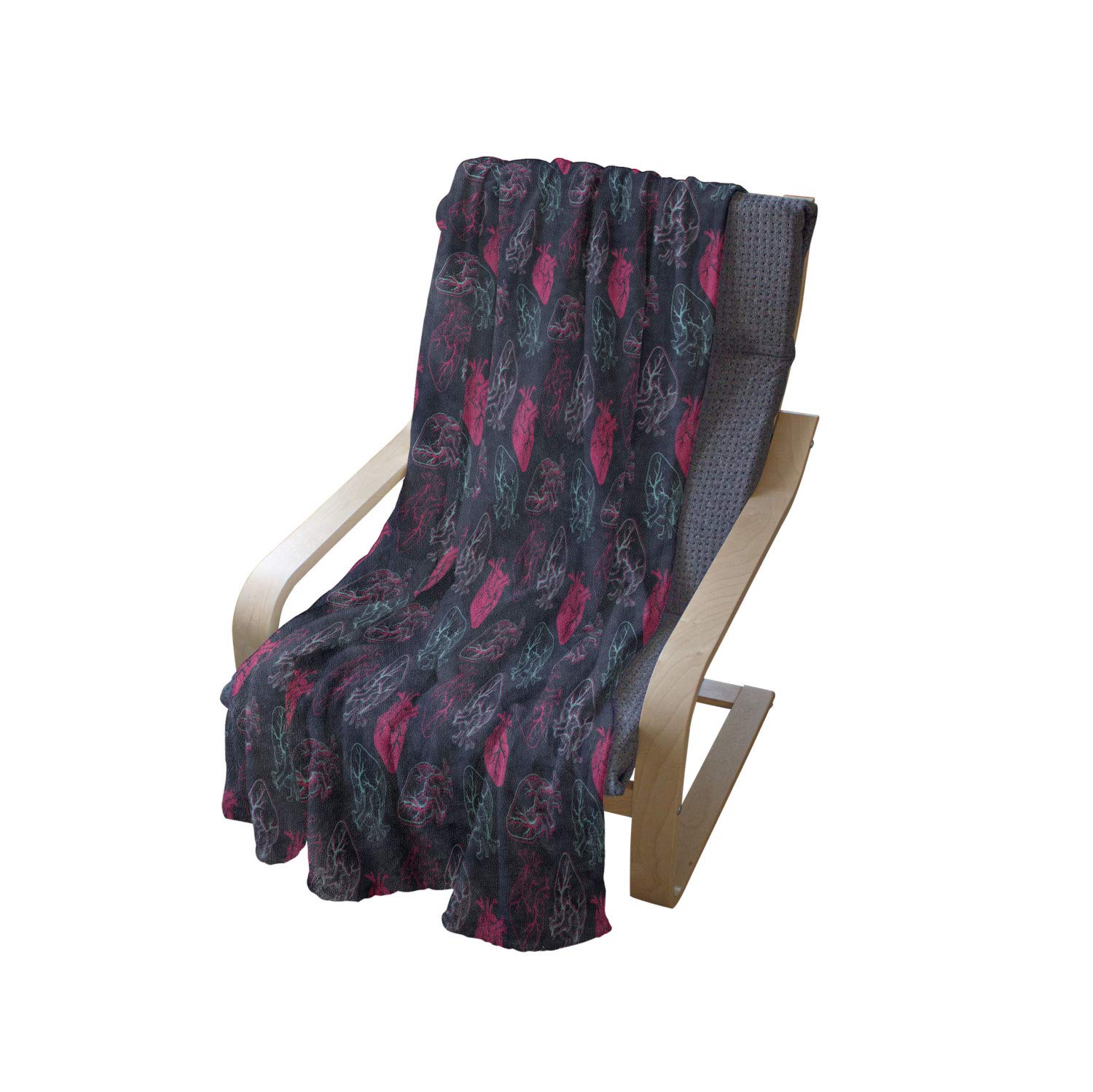 Ambesonne Human Anatomy Fleece Throw Blanket - Soft Plush Flannel with Anatomical Heart Veins Design, 50
