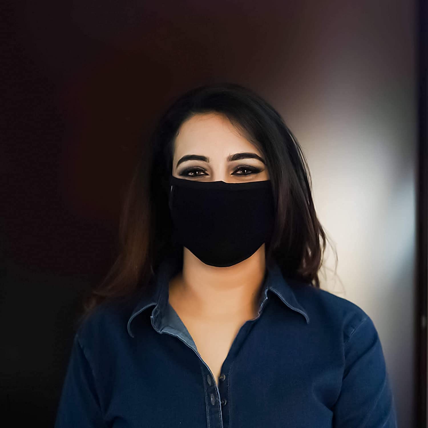 KAVEESHA 10-Pack Black Cotton Face Masks - Washable, Reusable & Breathable for Daily Use, Travel & Outdoor Activities