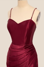 Elegant Mermaid Straps Wine Red Long Formal Dress for Wedding Guests - Perfect for Evening Gala, Prom, Cocktail Party & Special Occasions