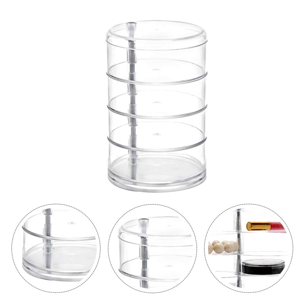 Hemoton 1 Piece Rotating Jewelry Organizer Box - 360° Spinning Makeup Storage Drawer with Plastic Trays for Earrings, Rings & Cosmetics | Perfect for Vanity, Dresser, Bathroom & Closet Organization