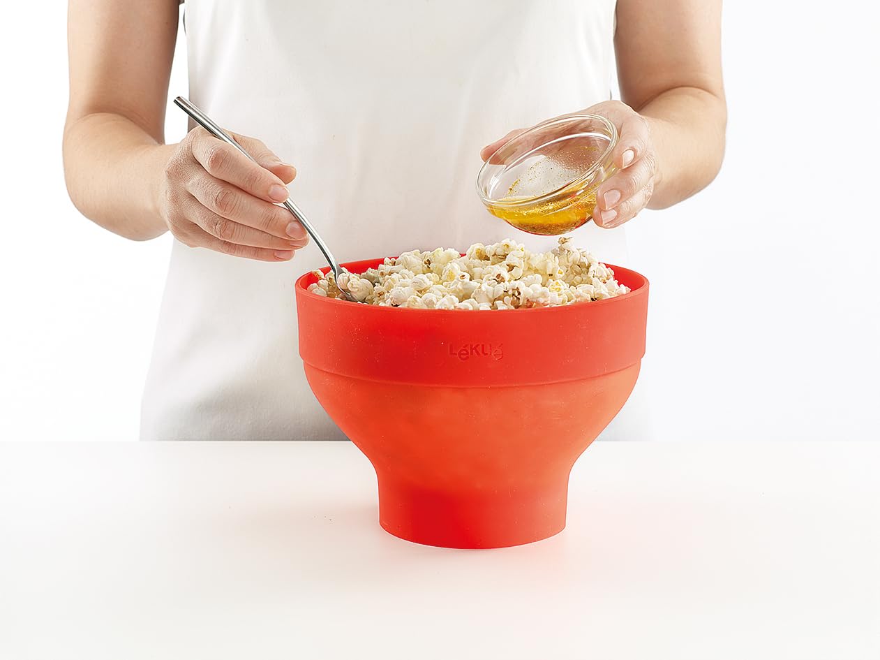 Lekue Red Microwave Popcorn Popper - BPA-Free Popcorn Maker for Healthy Snacks - Perfect for Movie Nights, Parties & Home Use