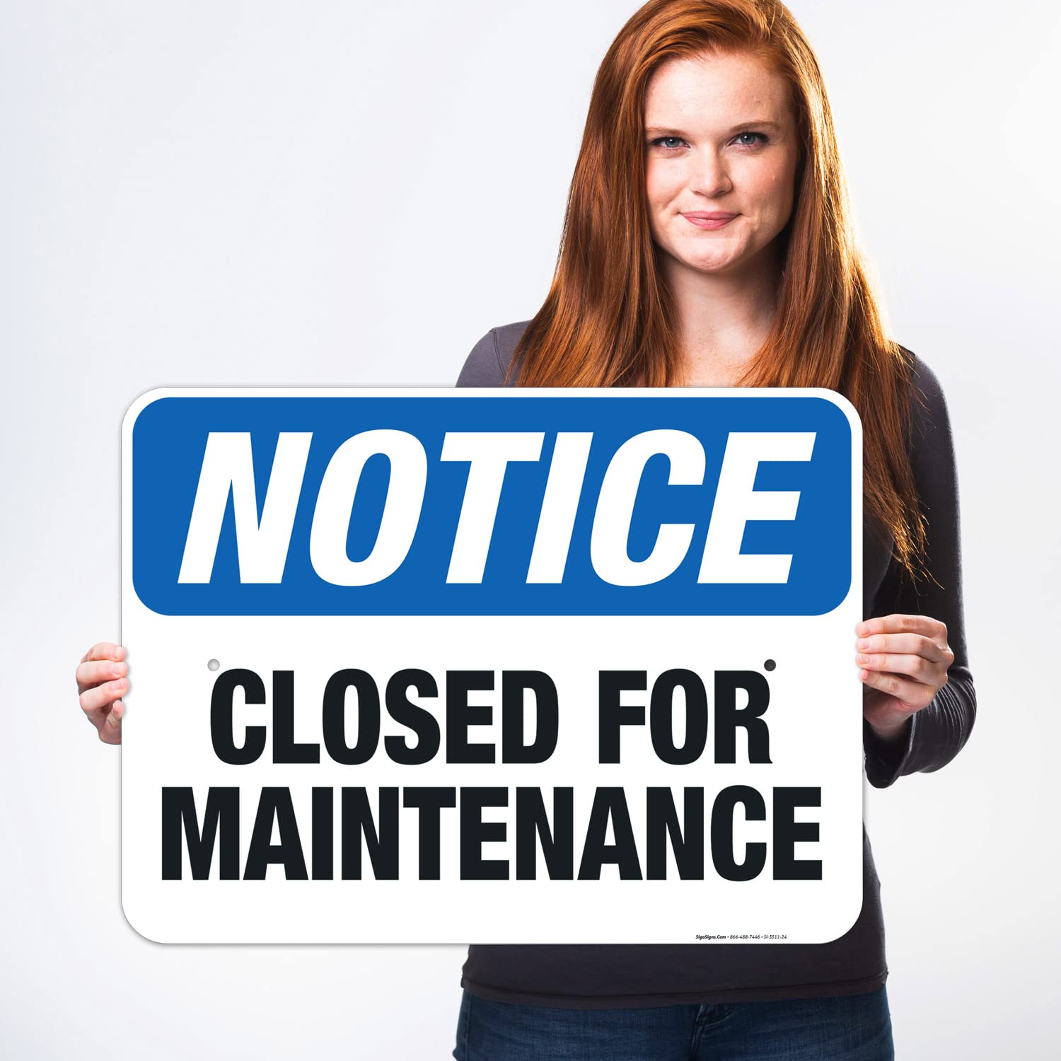 OSHA Compliant Closed For Maintenance Sign - 18x24 Inches Rustproof Aluminum - Durable Fade-Resistant Indoor/Outdoor Safety Sign - Made in USA - Perfect for Construction Sites, Warehouses & Business Closures