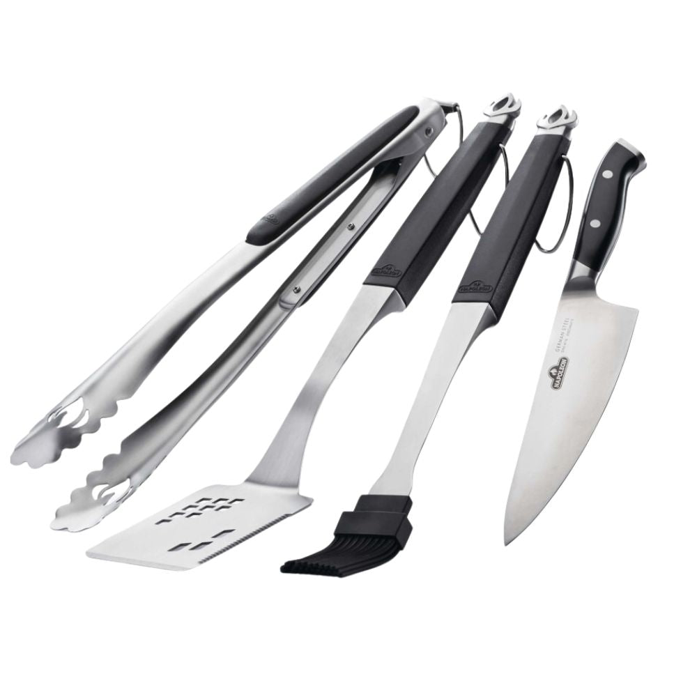 Napoleon 70065 Executive 4-Piece BBQ Grill Tool Set - Stainless Steel Utensils for Outdoor Grilling, Backyard BBQs & Camping