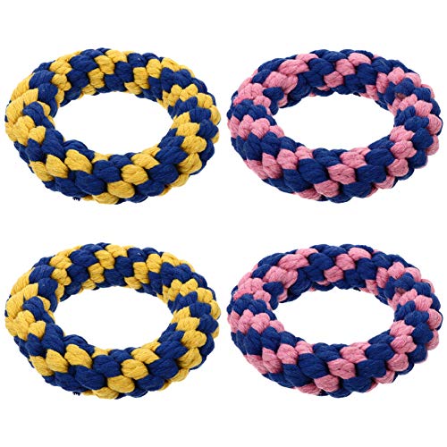 Durable Indestructible Dog Chew Rope Toy - Heavy Duty Puppy Teething Chew for Large Dogs, Doughnut Shaped Dental Toy (Random Color) - Perfect for Aggressive Chewers, Training & Teeth Cleaning