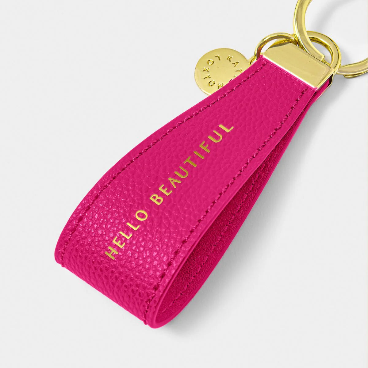 Katie Loxton Sentiment Loop Keyring - Hello Beautiful (Cerise) | Stylish Women's Accessory for Keys, Bags & Everyday Carry | Perfect Gift for Friends & Loved Ones