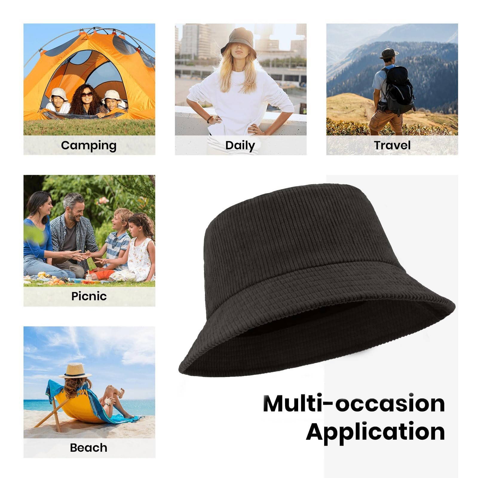 Corduroy Bucket Hat for Women & Men - Adjustable, Packable Sun Hat for Travel, Golf, Beach & Outdoor Activities | UV Protection Lightweight Summer Hat