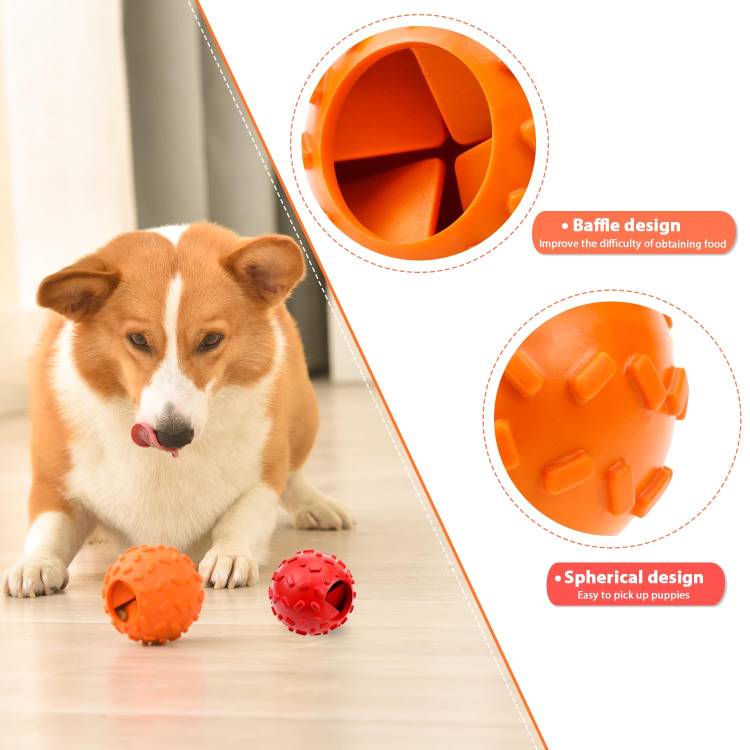 **Interactive Treat Dispensing Dog Toy Ball - 2 Pack Durable Natural Rubber Chew Toys for Small & Medium Breeds, Real Beef Flavor, Puppy Puzzle Toy to Keep Dogs Busy - Perfect for Training, Boredom Relief & Mental Stimulation**