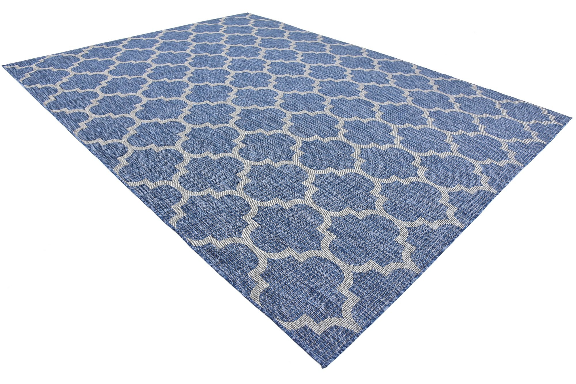 Unique Loom Outdoor Trellis Collection Area Rug 9' x 12' Rectangle - Navy Blue & Ivory - Weather-Resistant Patio Rug for Garden, Deck, Poolside & Outdoor Living Spaces