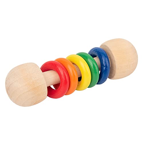 0-12 Months Newborn Baby Shaker Rattle Toys - Natural Wooden Squeaky Teething Toys for Boys & Girls | Perfect for Early Development & Sensory Play