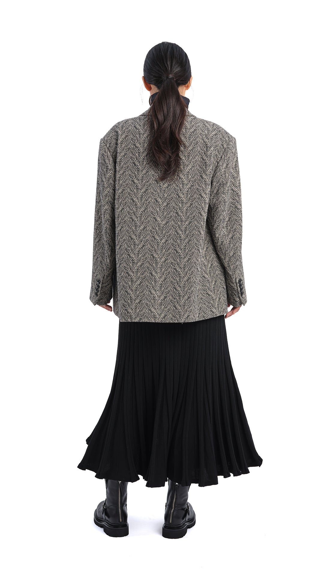 Stylish Herringbone Loose Fit Blazer for Women - Trendy Casual & Office Wear - Perfect for Work, Business Meetings & Special Occasions