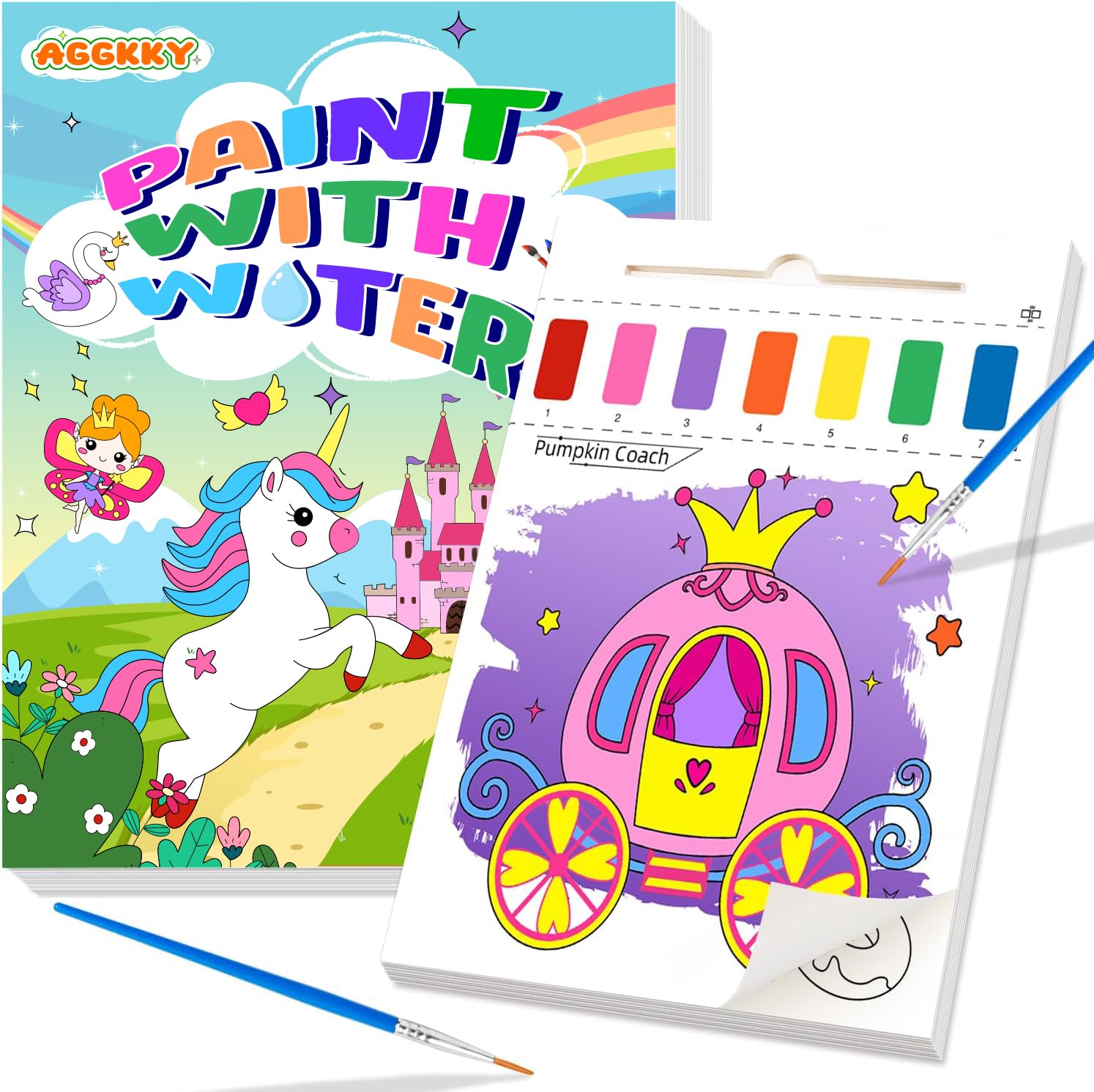 Mess-Free Water Coloring Books for Kids Ages 1-6 | Non-Toxic Watercolor Painting Activity Kits for Toddlers & Preschoolers | Travel, Birthday & Christmas Gift | Perfect for Airplane Rides, Rainy Days & Creative Playtime