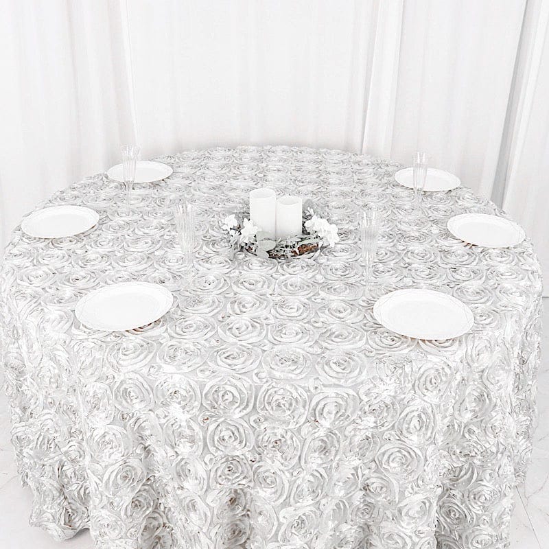 120-Piece Satin Ribbon Roses Tablecloth - Elegant Round Table Cover for Weddings, Parties & Home Decor - Perfect for Dining Tables, Centerpieces & Event Decorations