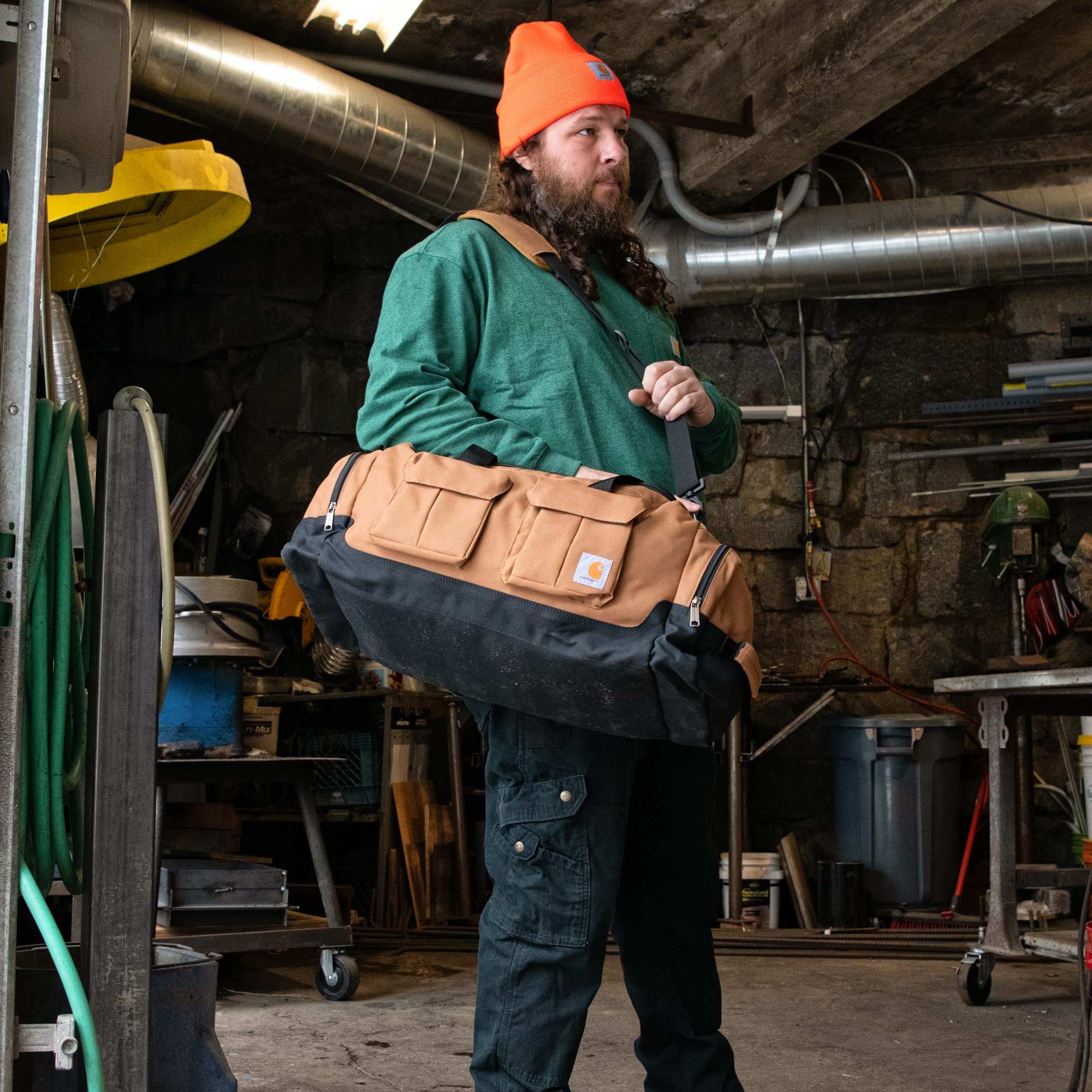 Carhartt 40L Heavy-Duty Utility Duffel Bag - Durable Work Gear Bag for Construction, Jobsite, Gym & Travel - Perfect for Tools, Workout Clothes & Weekend Getaways