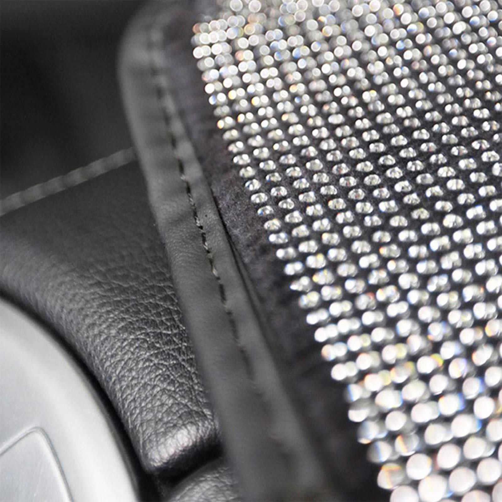 Sparkling Rhinestone Car Armrest Cover - White for Luxury Car Interior Protection & Comfort