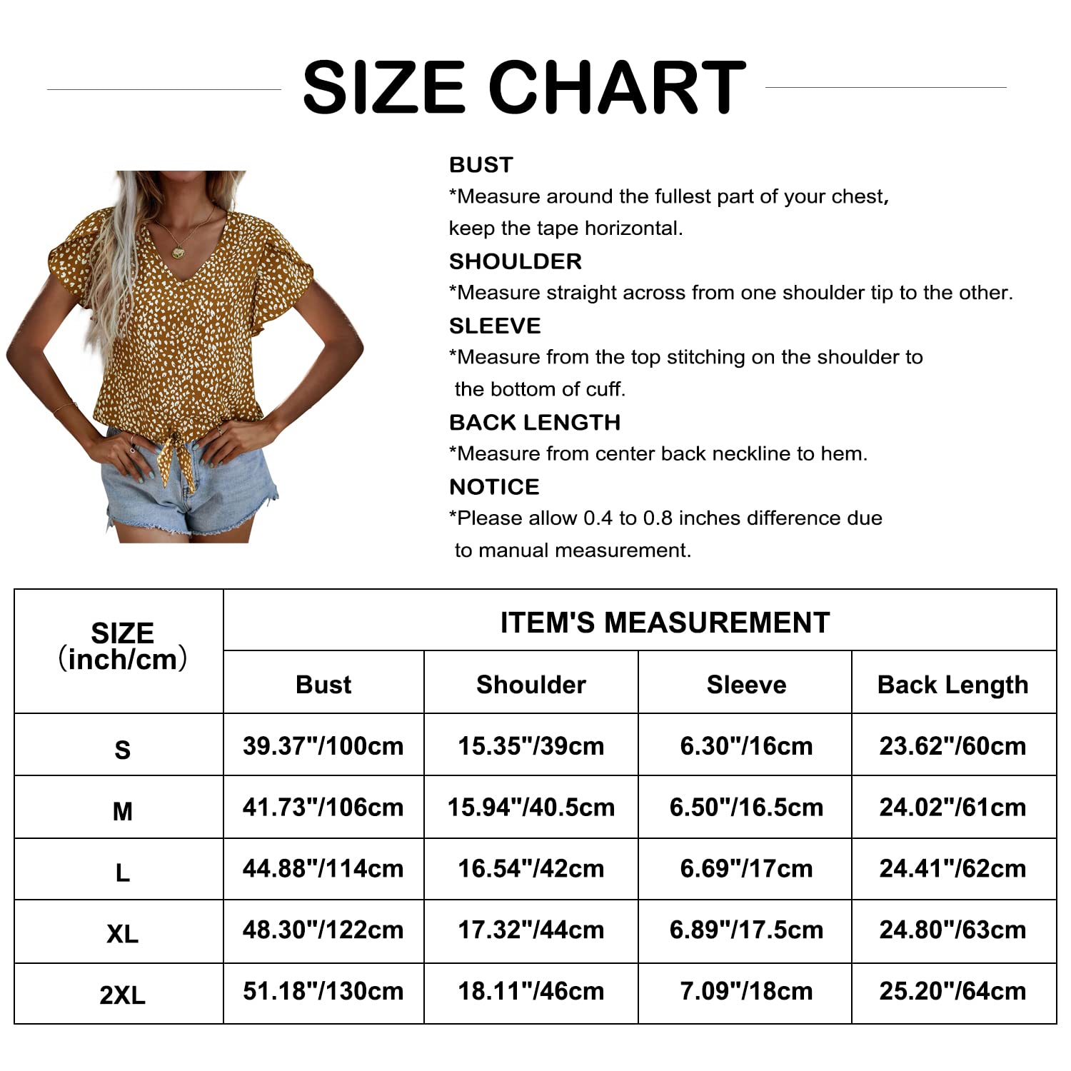 BESFLY Women's Summer V-Neck T-Shirt - Casual Puff Sleeve Long-Sleeve Blouse Tunic Top for Work, Date Night & Everyday Wear