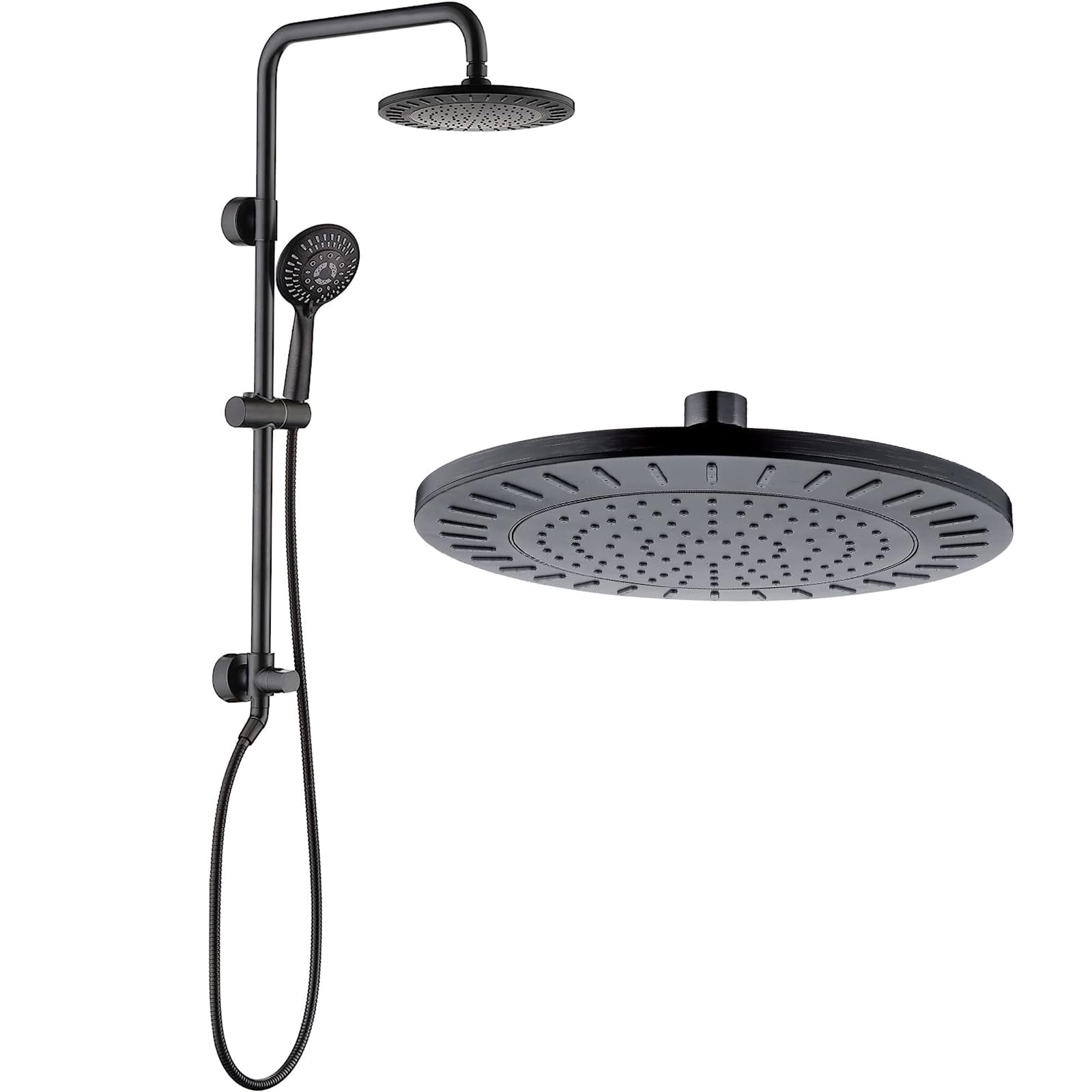BRIGHT SHOWERS 9 Inch Rain Shower Head System - 3-Function Handheld Shower with High Pressure Rainfall Showerhead in Oil-Rubbed Bronze - Perfect for Spa-Like Bathroom Experience & Luxury Home Renovation