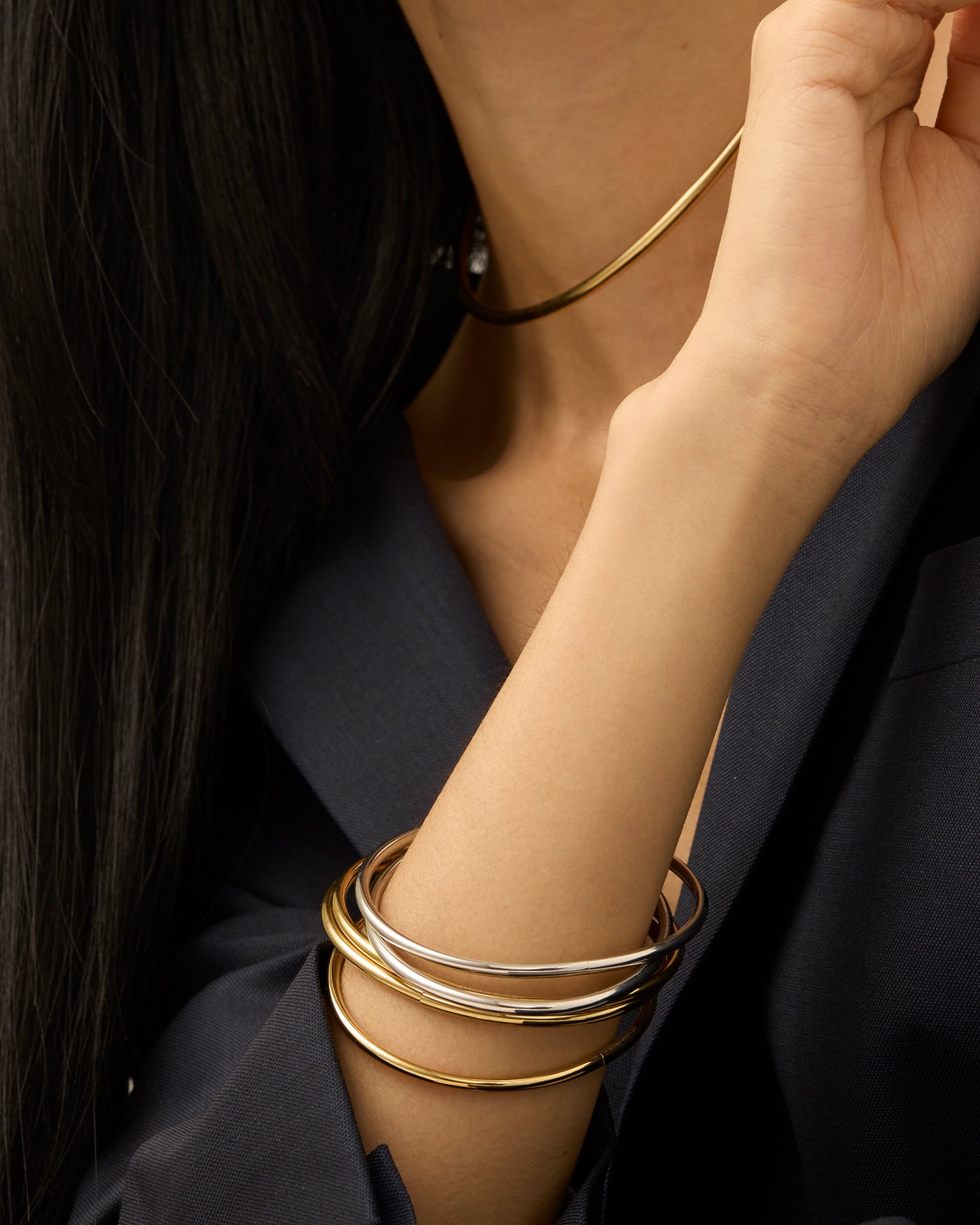Dane Bangle Set Two Tone - Elegant Stackable Bracelets for Women, Perfect for Casual & Formal Occasions