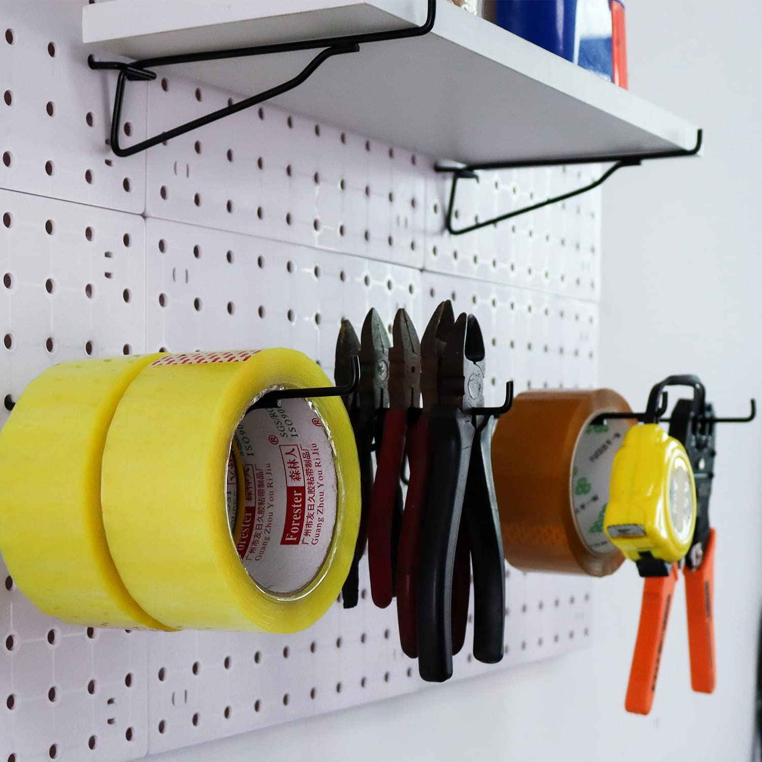 8Pcs Black Metal Pegboard Hooks - Heavy Duty 1/4