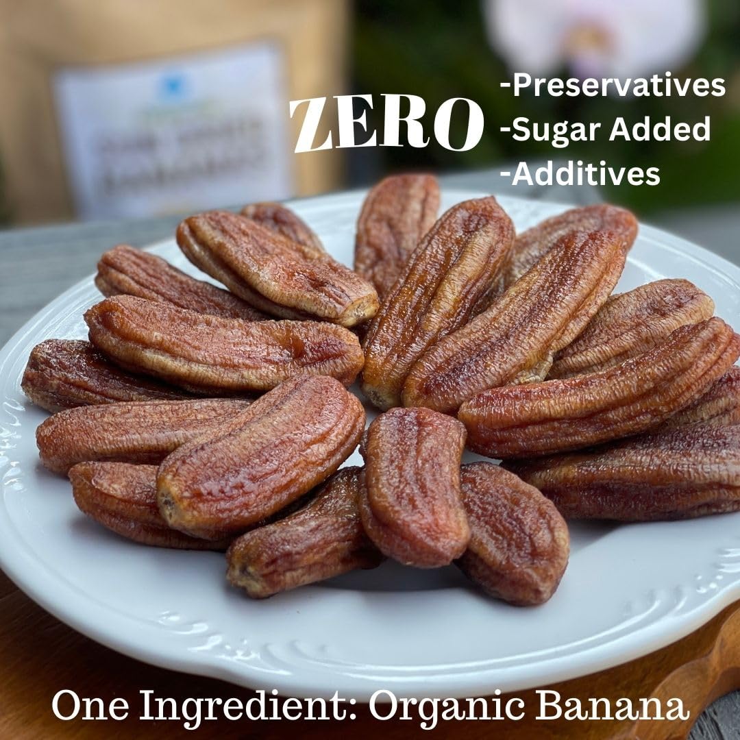Organic Sun Dried Bananas Bulk Pack - No Sugar Added, Preservative-Free, Unsulfured, Soft & Chewy Thai Dried Fruit Snacks - 4 LB - Perfect for Healthy Snacking, Baking, Trail Mix & Gift Giving