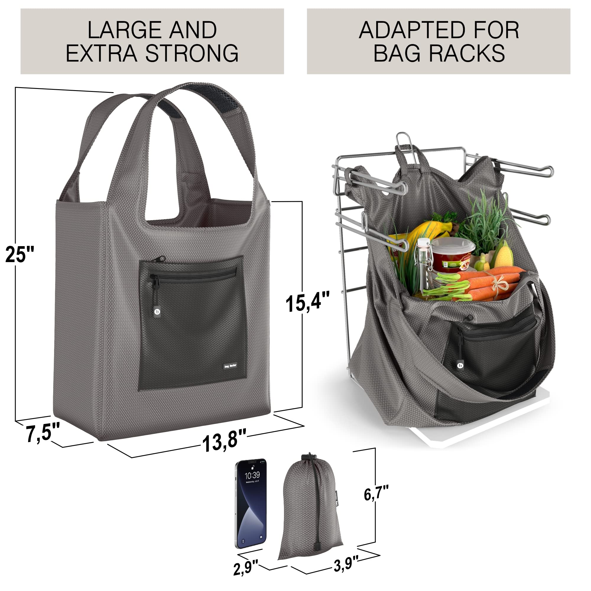 Premium Reusable Grocery Bags - Heavy Duty Foldable Shopping Tote Bags for Groceries, Farmers Market & Travel | Eco-Friendly & Durable