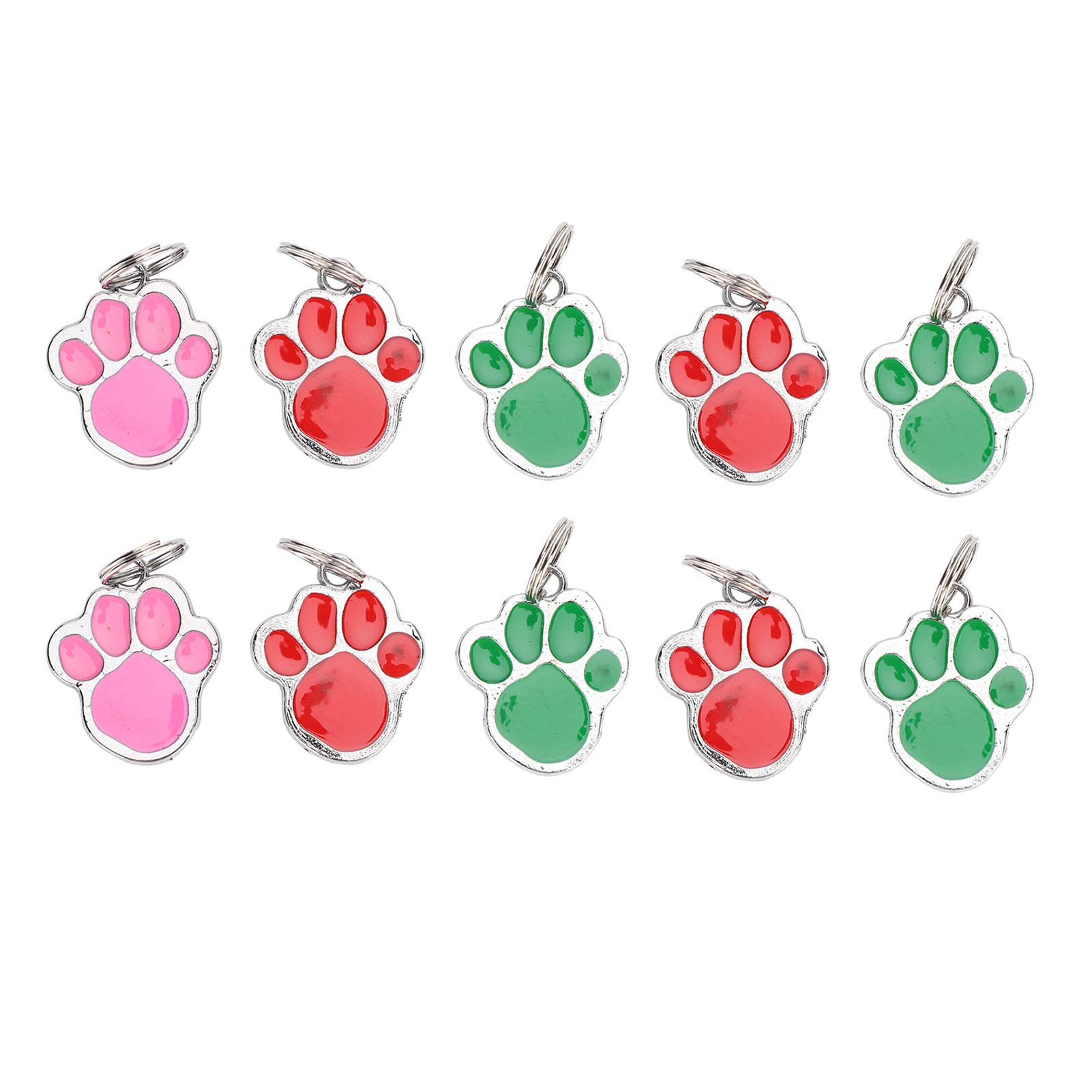 10pcs Personalized Pet ID Tags - Custom Engraved Dog & Cat Tags with 3 Lines of Text, Durable Metal Pet Footprint Pendant for Dogs & Cats | Perfect for Daily Walks, Travel & Emergency Identification