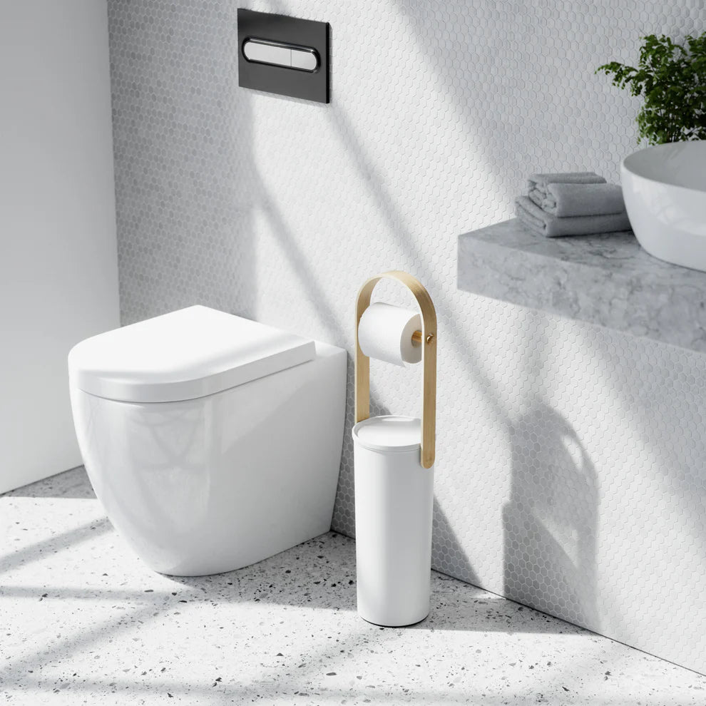 Bellwood Toilet Paper Holder & Reserve - Wall Mounted Bathroom Tissue Dispenser with Shelf - Perfect for Home, Office, and RV Use