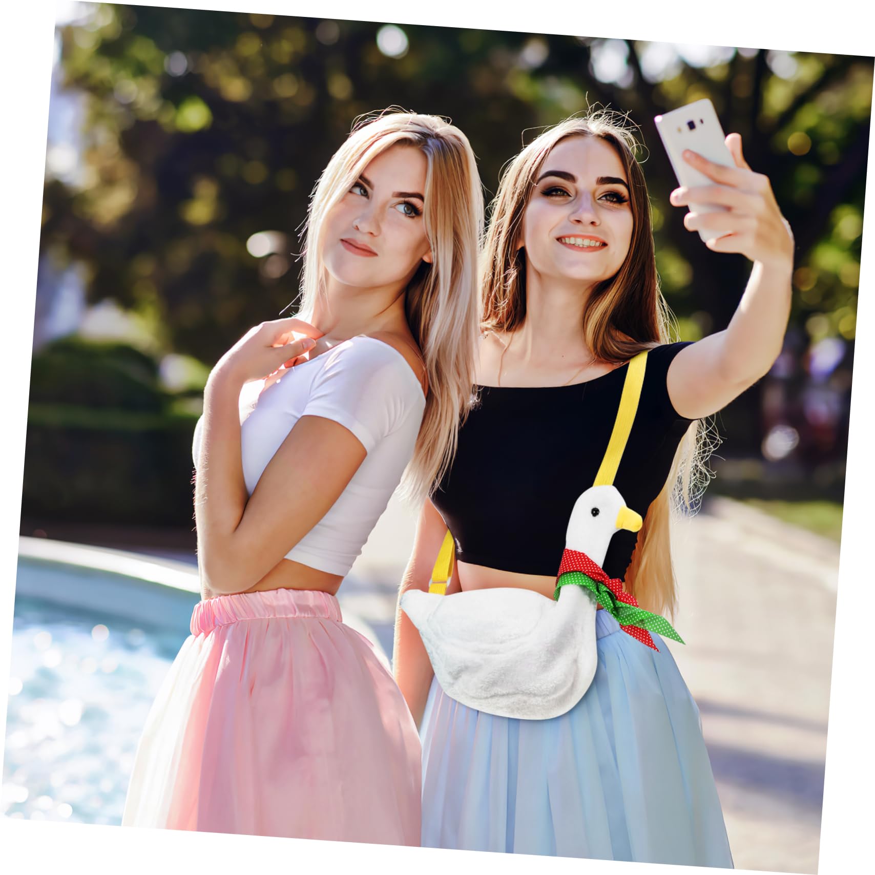 **Kichvoe Adorable Duck Plush Backpack - Cute Cartoon Duck Shaped Crossbody Bag for Women, Girls, Teens - Soft Stuffed Animal Shoulder Bag in White - Perfect for School, Travel, Gifts & Cosplay**
