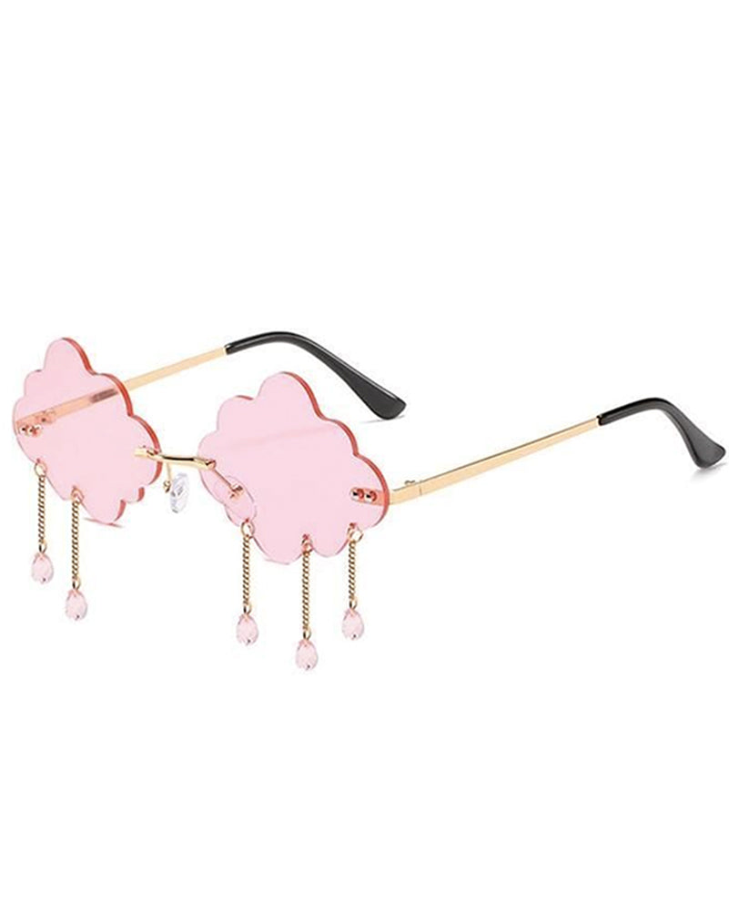 60s Pink Festive Cloud Glasses - Vintage Retro Sunglasses for Women & Men - Perfect for Parties, Festivals & Themed Events