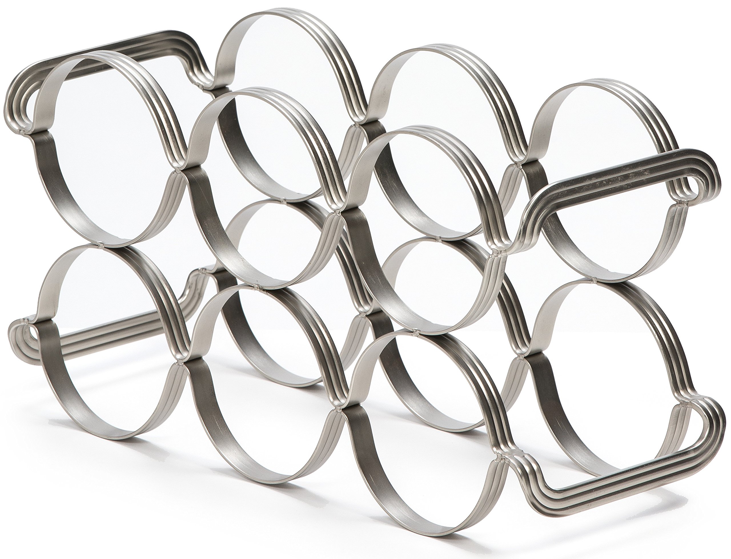 Premium 6-Bottle Mango Wood Countertop Wine Rack - Elegant Silver Wine Storage Organizer for Kitchen, Pantry & Refrigerator - Perfect for Home Entertaining & Small Space Organization