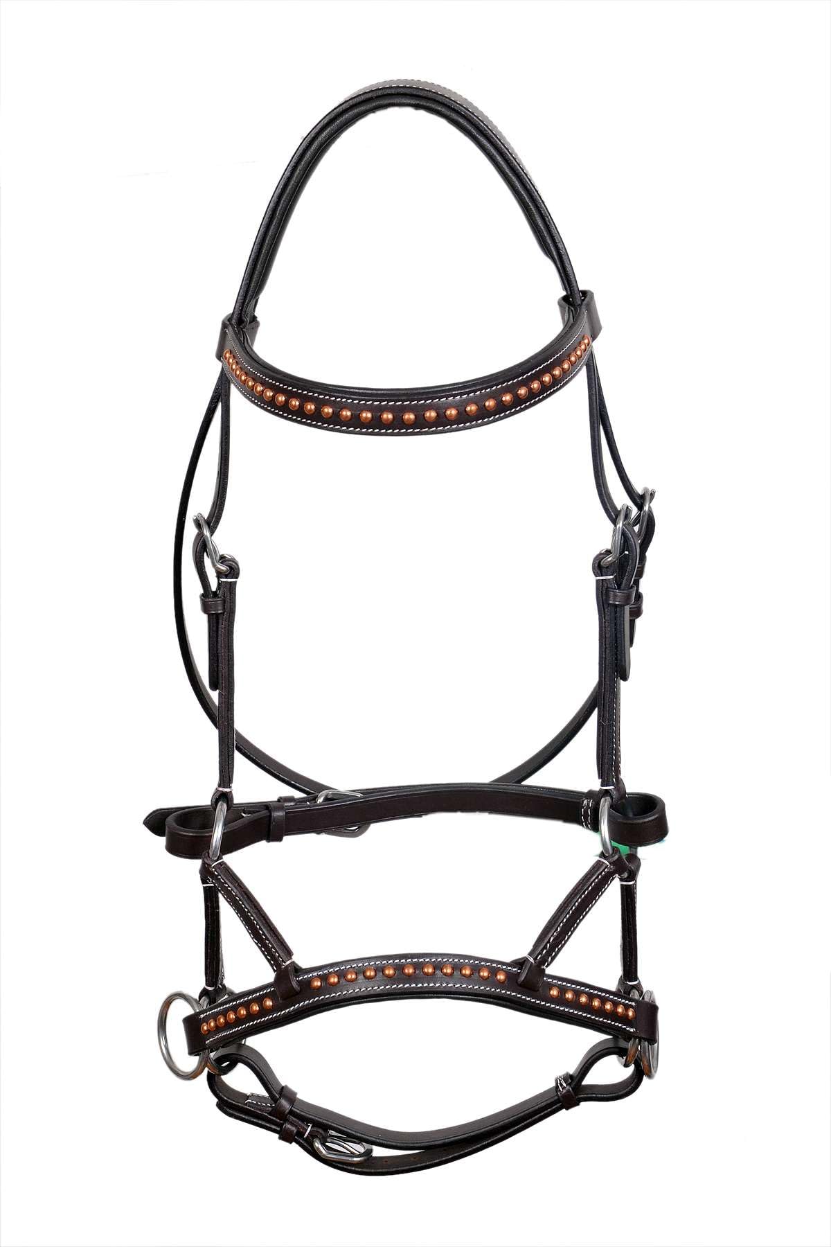 MEWATI Premium Vegetable Tanned Leather Western Bitless Training Side Pull Bridle for Horses - Comfortable & Durable Headgear for Natural Horsemanship, Trail Riding & Dressage (Standard/Full Size)