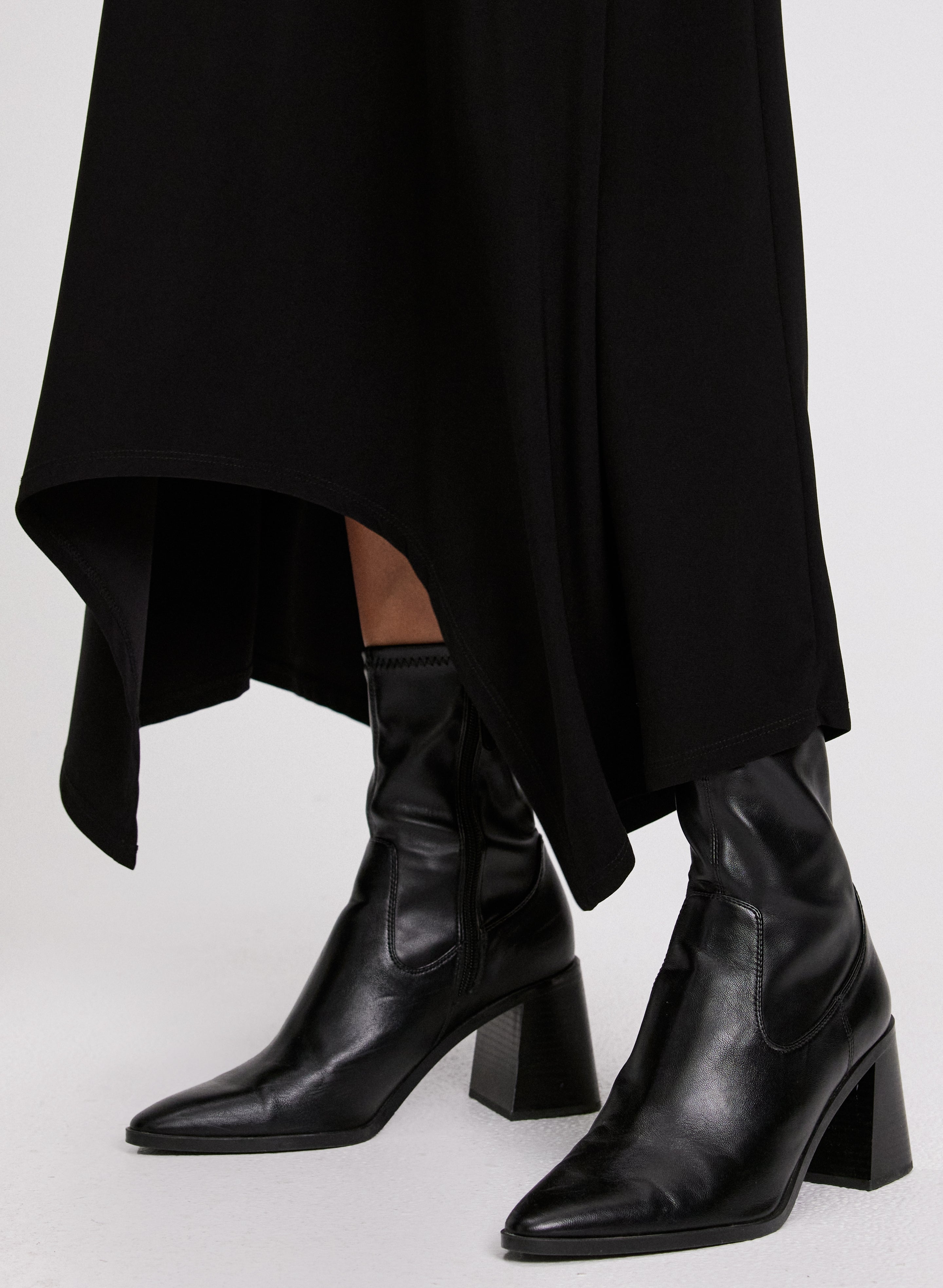 Asymmetric Hem Skirt for Women - Trendy High Waist Flowy Midi Skirt with Side Slit | Perfect for Casual Outfits, Office Wear & Date Nights