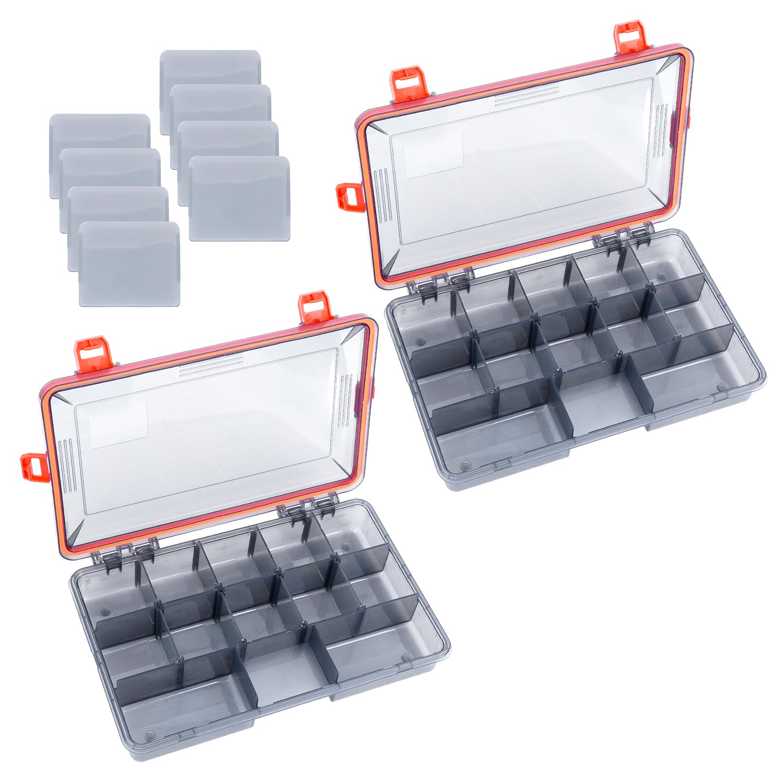 UCEC 3600 Tackle Box Organizer - Waterproof Plastic Fishing Tackle Storage with 12 Adjustable Dividers | Perfect for Bass, Trout & Saltwater Fishing Gear Organization | Great for Boat, Shore & Ice Fishing Trips
