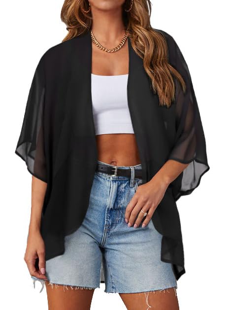 Women's Floral Print Kimono Cardigan - Lightweight Summer Cover Up, Open Front Casual Top for Beach, Resort & Lounge Wear | Boho Chic Style