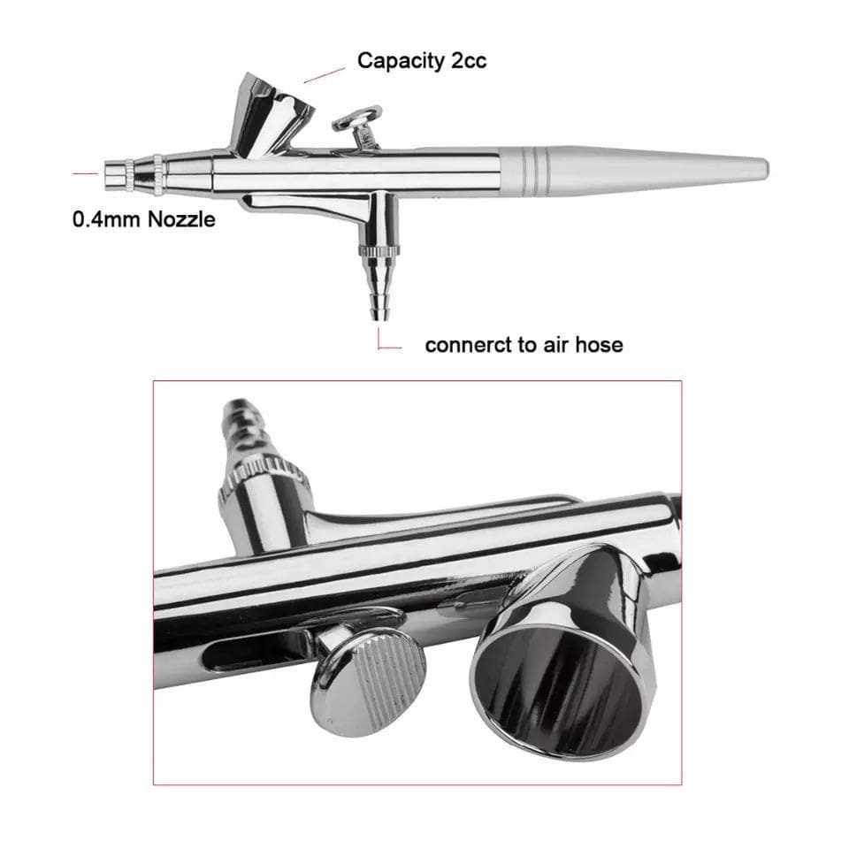 Professional Airbrush Gun Kit with 0.4mm Nozzle - Perfect for Model Painting, Cake Decorating & Automotive Detailing