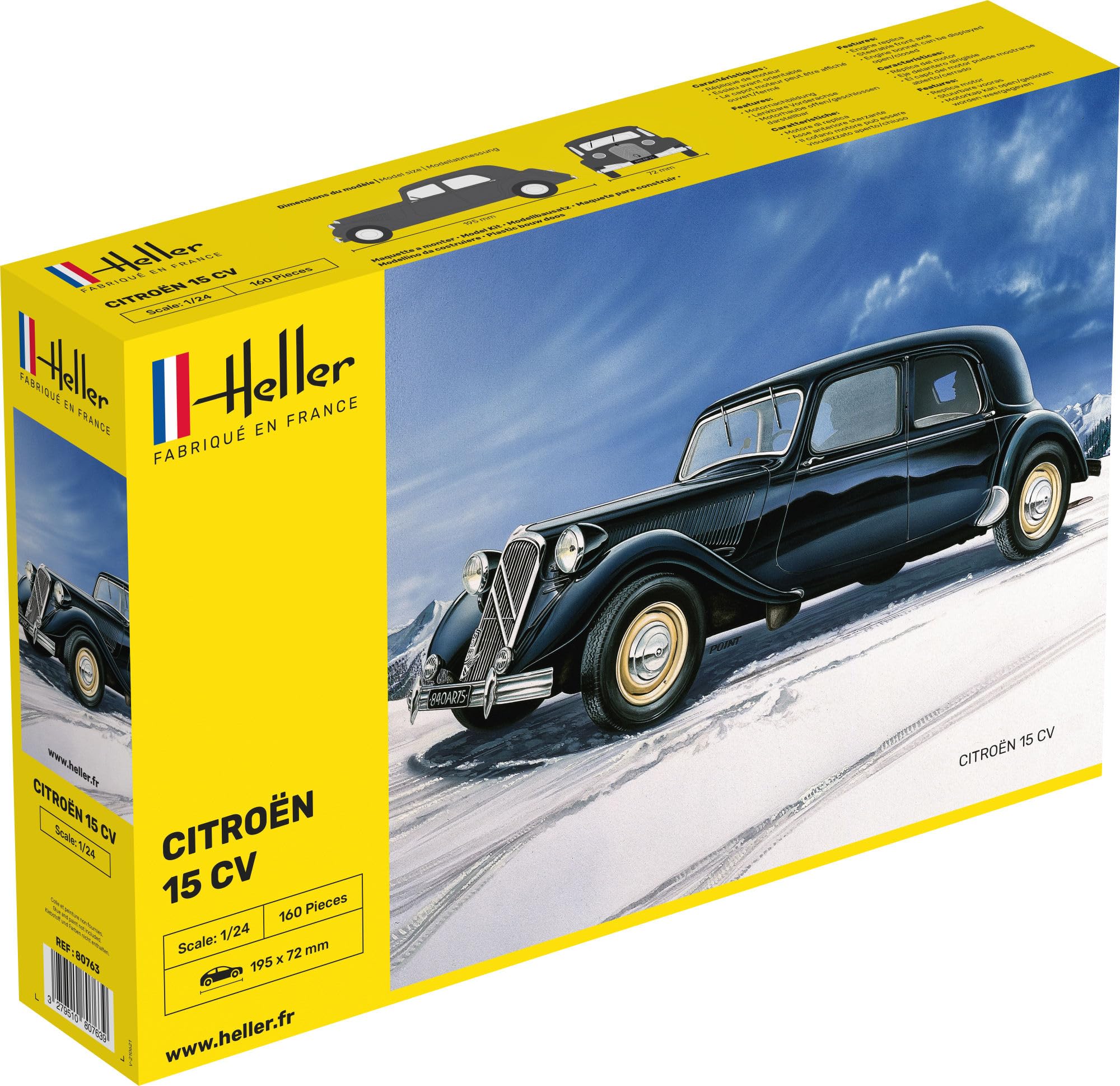 Citroen 15 CV Classic Car Model Building Kit - 1:24 Scale DIY Vintage Vehicle Construction Set for Adults & Teens - Perfect for Collectors, Home Decor & Gift Giving