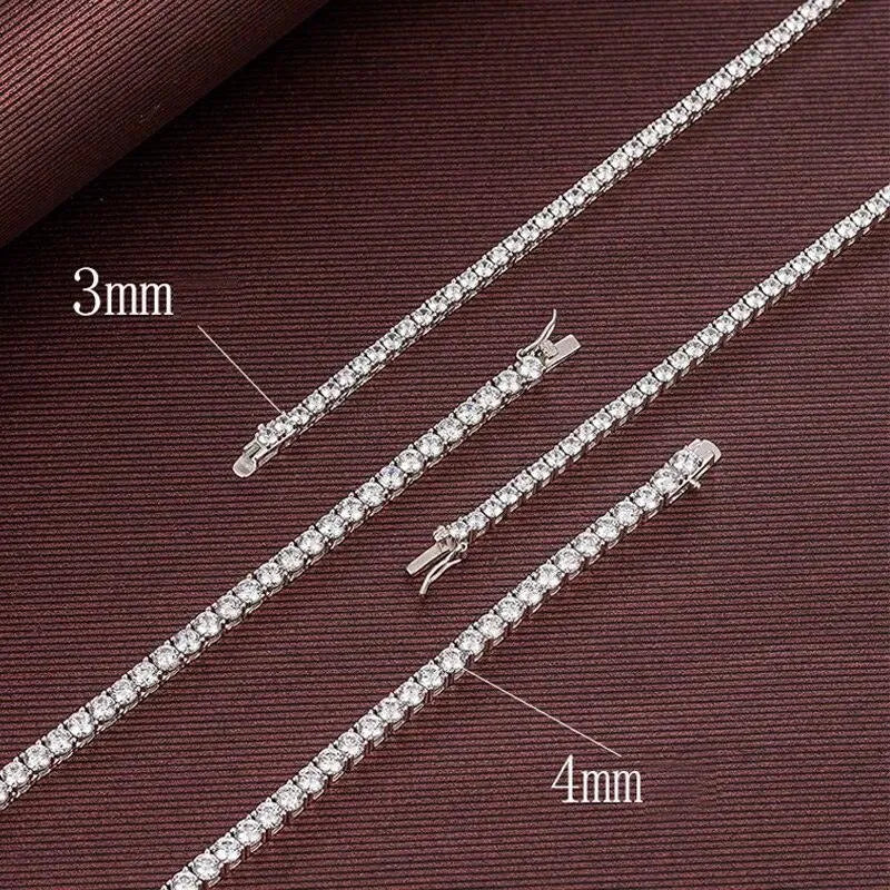 KNOBSPIN 925 Sterling Silver Moissanite Tennis Necklace for Women - 4mm Genuine Moissanite Stones with GRA Certificate - Elegant Fine Jewelry for Weddings, Parties & Special Occasions