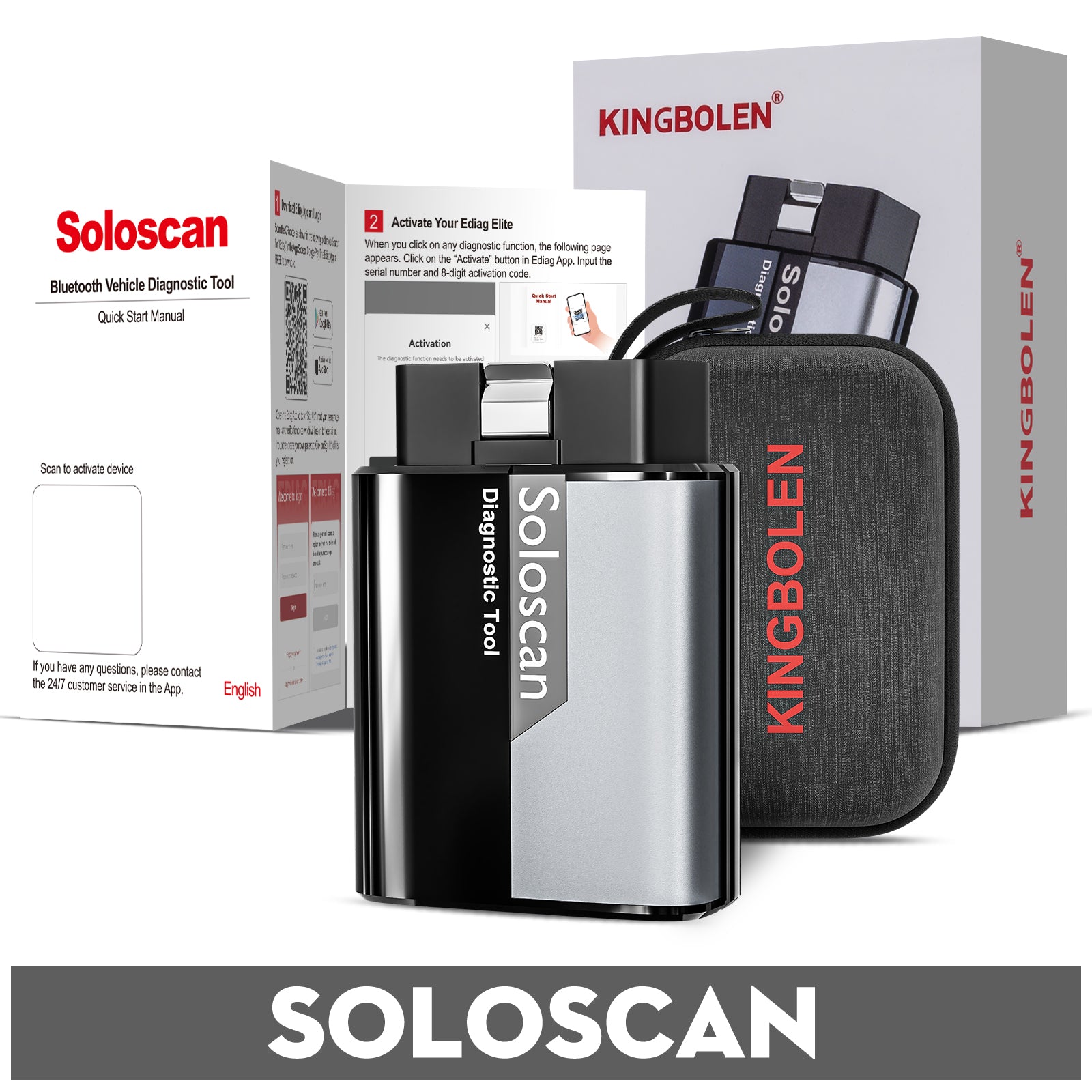 KINGBOLEN SOLOSCAN OBD2 Bluetooth Scanner for BMW & Rolls Royce - Lifetime Free Updates, Bi-Directional Control, ECU Coding & Full System Diagnostics | Car Diagnostic Tool for Mechanics & DIY Enthusiasts