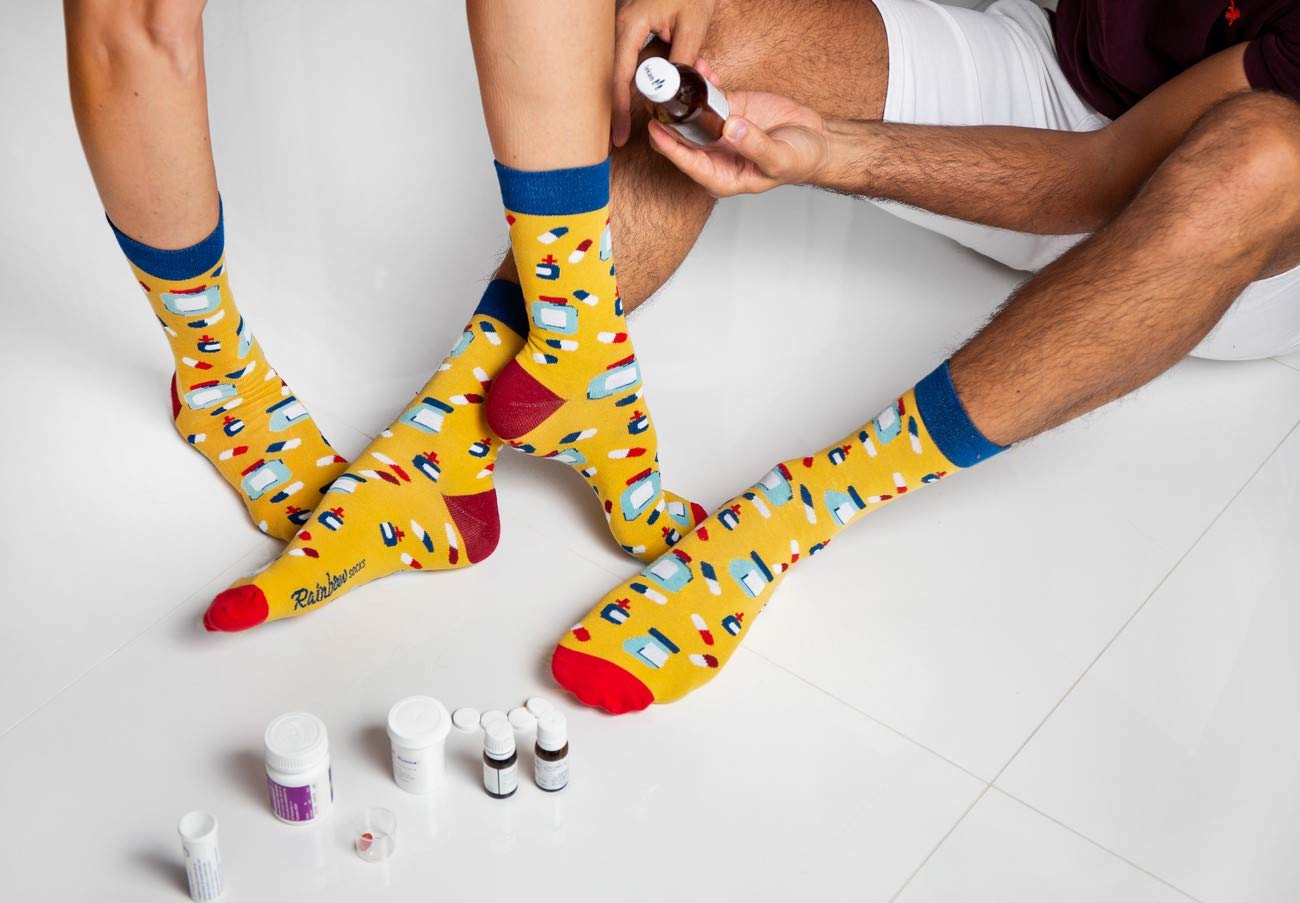 Colorful Rainbow Socks for Men & Women - 3 Pairs Fun Novelty Nurse Crew Socks - Perfect for Medical Professionals, Gift Giving & Casual Wear