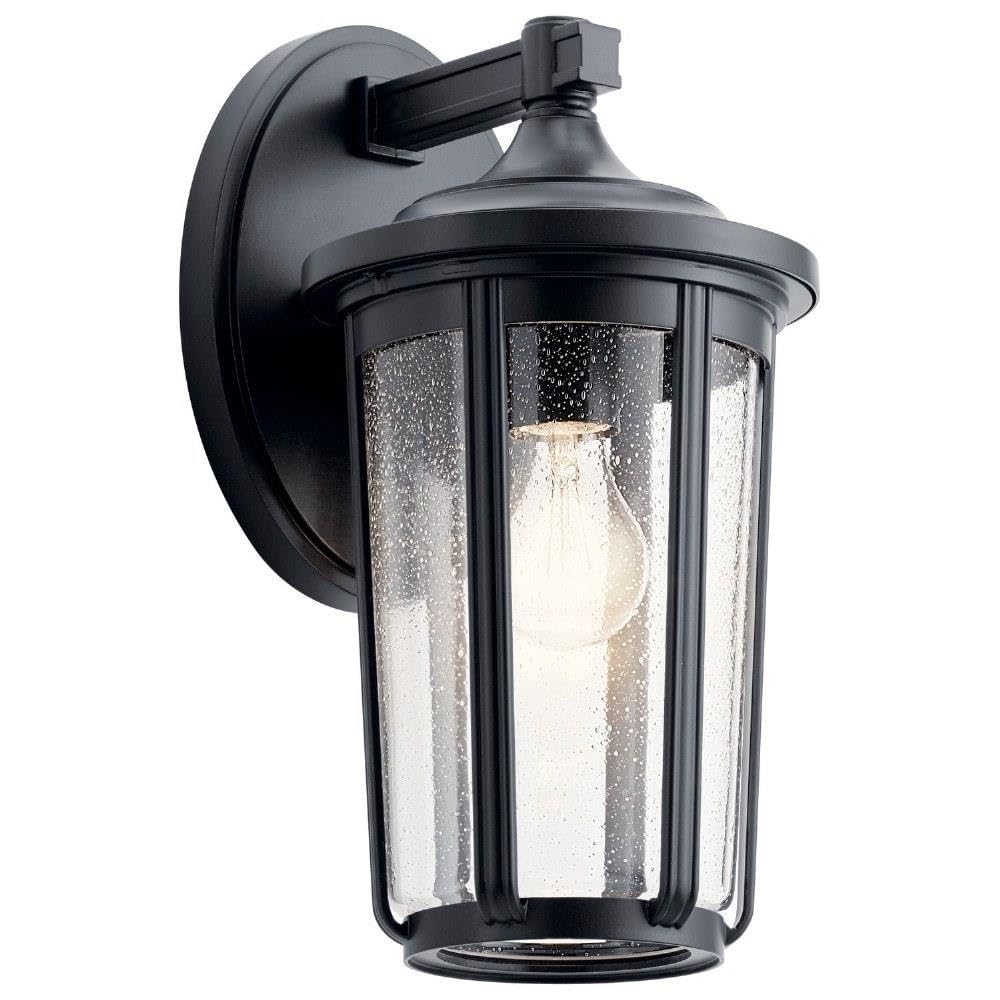 Traditional Black Outdoor Wall Lantern - 14.5