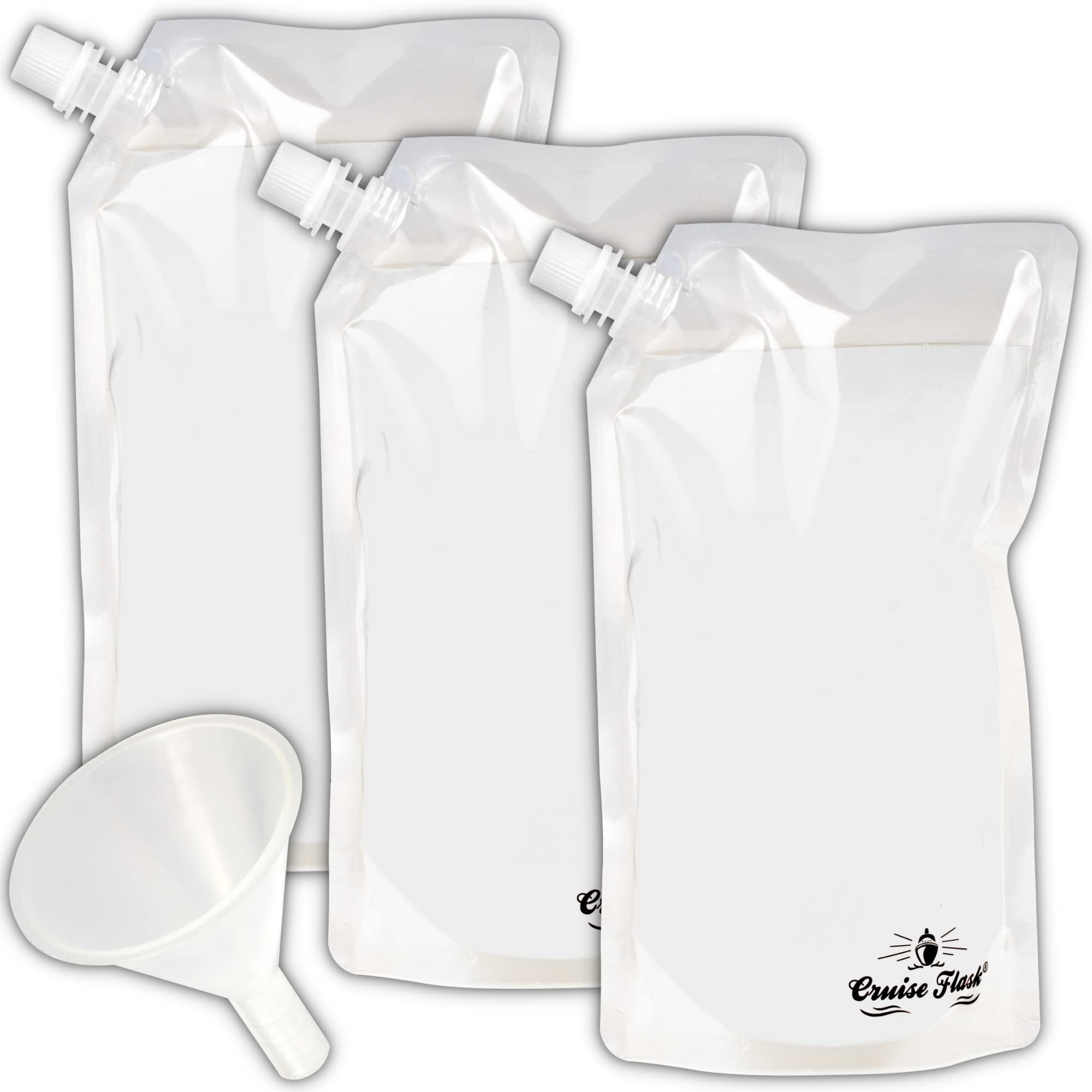 Concealable & Reusable Cruise Flask Kit - 3 Pack 16oz Stainless Steel Travel Flasks with Funnel - Perfect for Sneaking Drinks on Cruises, Parties & Outdoor Events