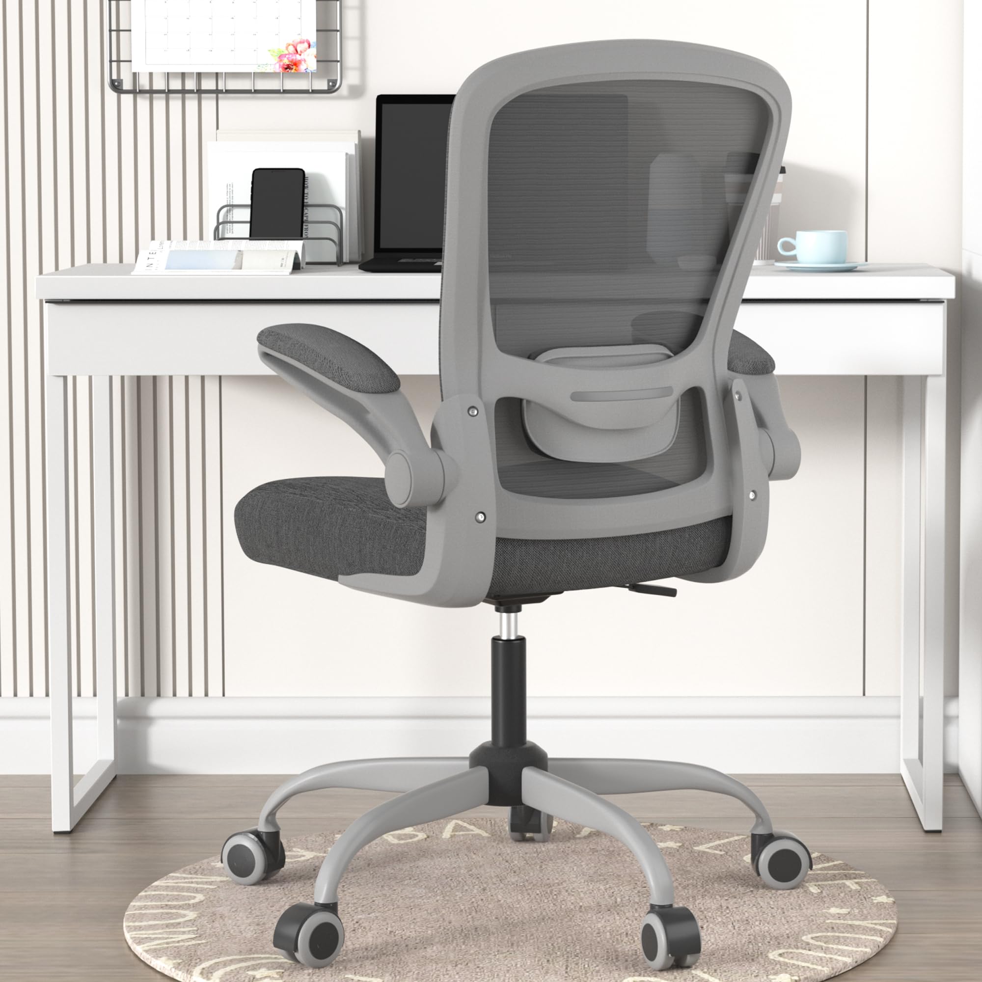 Ergonomic Office Chair with Adjustable Lumbar Support - High Back Mesh Computer Desk Chair with Flip-Up Armrests - BIFMA Certified Task Chair for Home Office & Workspace - Perfect for Long Hours of Sitting and Productivity
